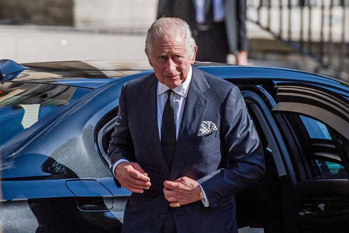 King Charles III after attending a service of reflection in memory of Queen Elizabeth II on September 13, 2022 in Belfast, Northern Ireland
