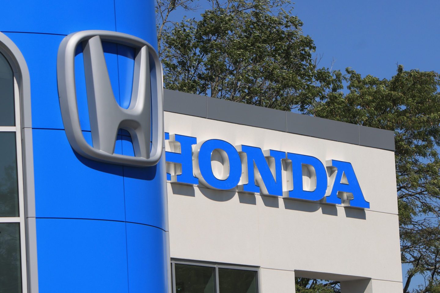 A general view of a Honda car dealership
