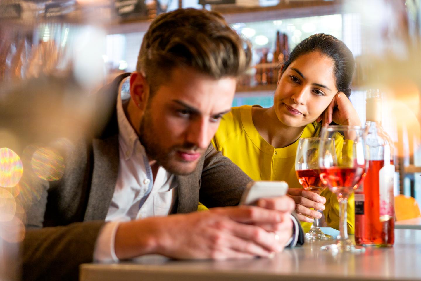 man and woman on date