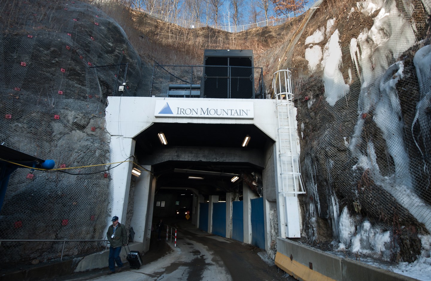 The entrance to an Iron Mountain facility inside a mountain.