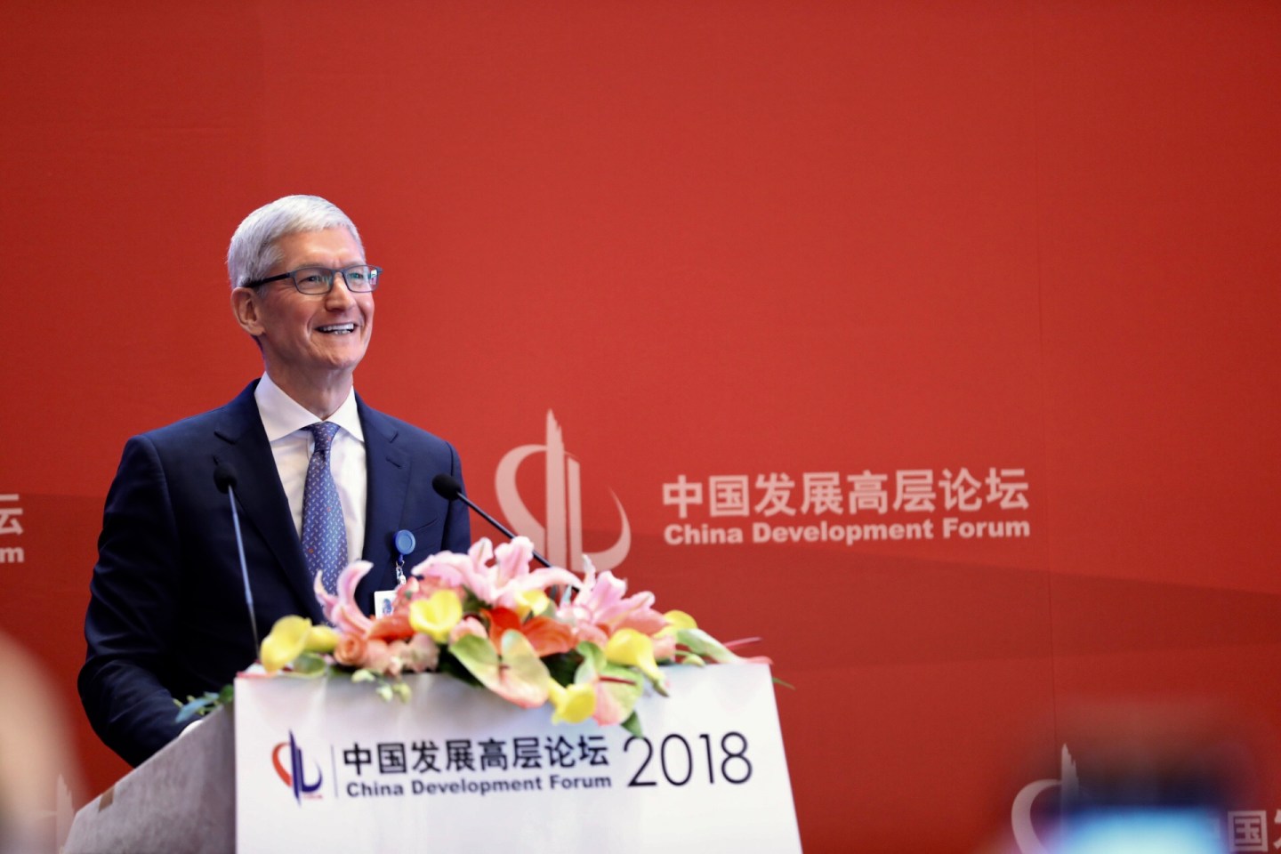 Apple CEO Tim Cook at the 2018 China Development Forum in Beijing.