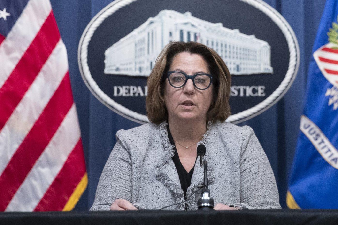 Deputy Attorney General Lisa Monaco at a press conference
