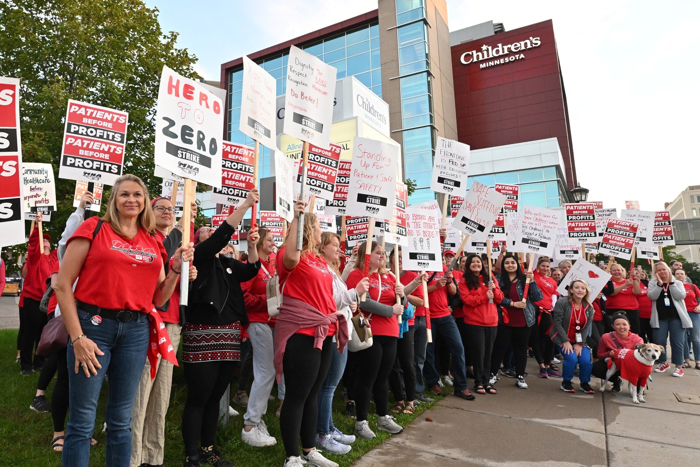 Nurses at Children’s Minnesota and United Hospital in St. Paul were among some 15,000 nurses at 16 hospitals in the Twin Cities and Twin Ports region who walked off the job Monday, Sept. 12, 2022.
