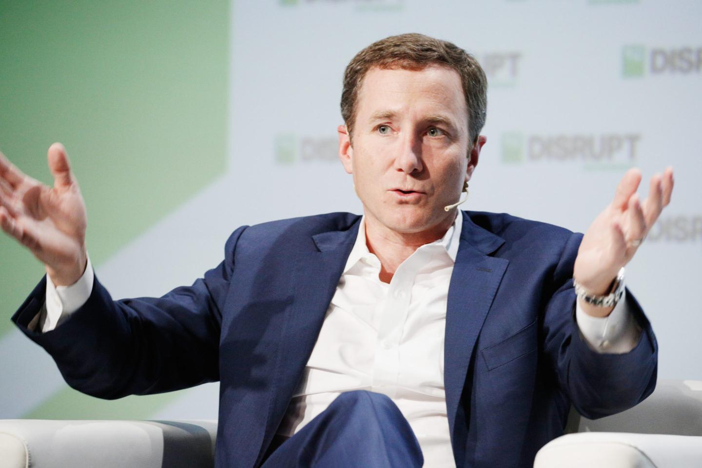 Peloton Co-Founder and former CEO John Foley speaks onstage during Day 2 of TechCrunch Disrupt SF 2018