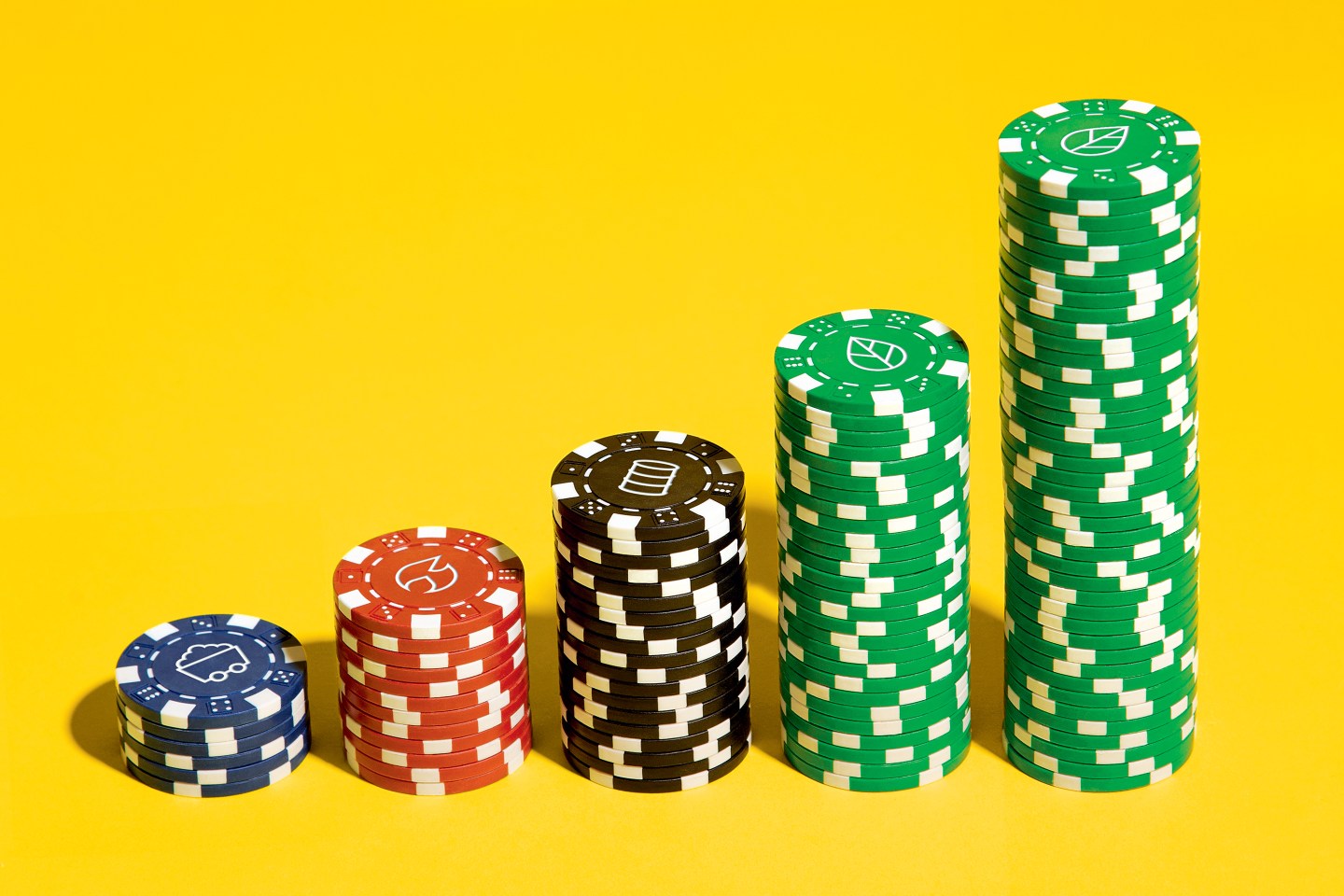 Stacks of poker chips.