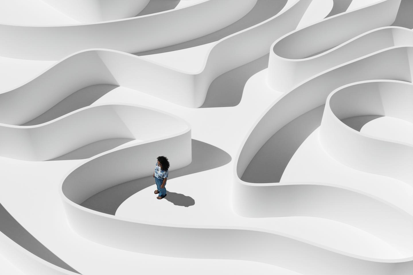 Young woman in maze