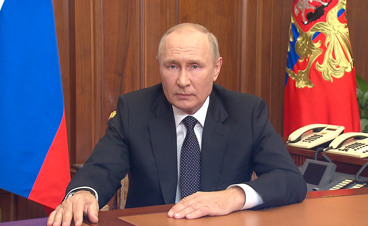 Russian President Vladimir Putin declares partial military mobilization in Russia on Sept. 21.