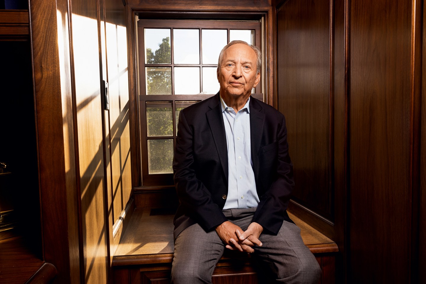 Larry Summers photographed at his home in Brookline, MA on August 31, 2022.