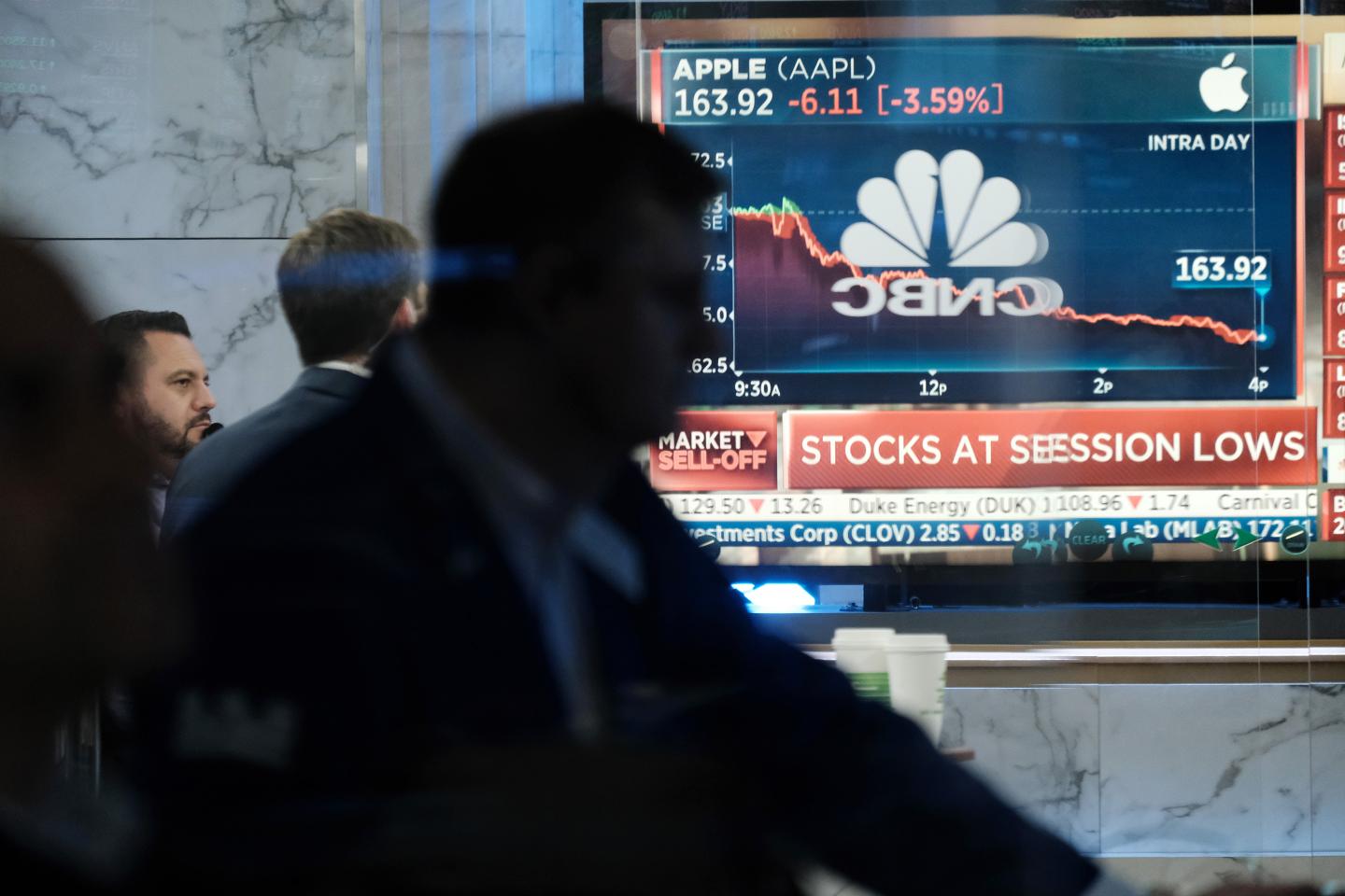 Wall Street traders on the floor.