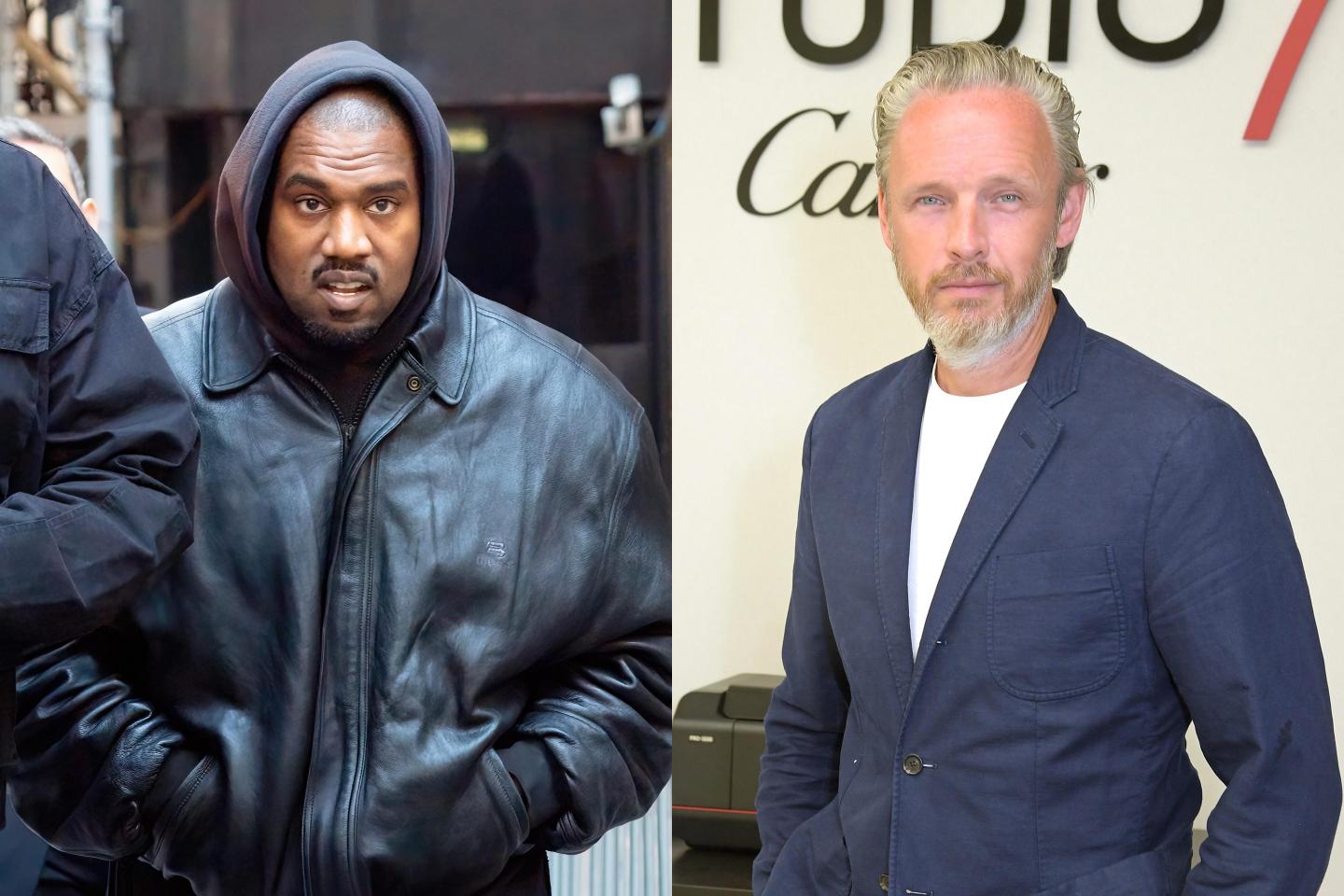 Rapper Kanye West on left, Adidas creative director Alasdhair Willis on right