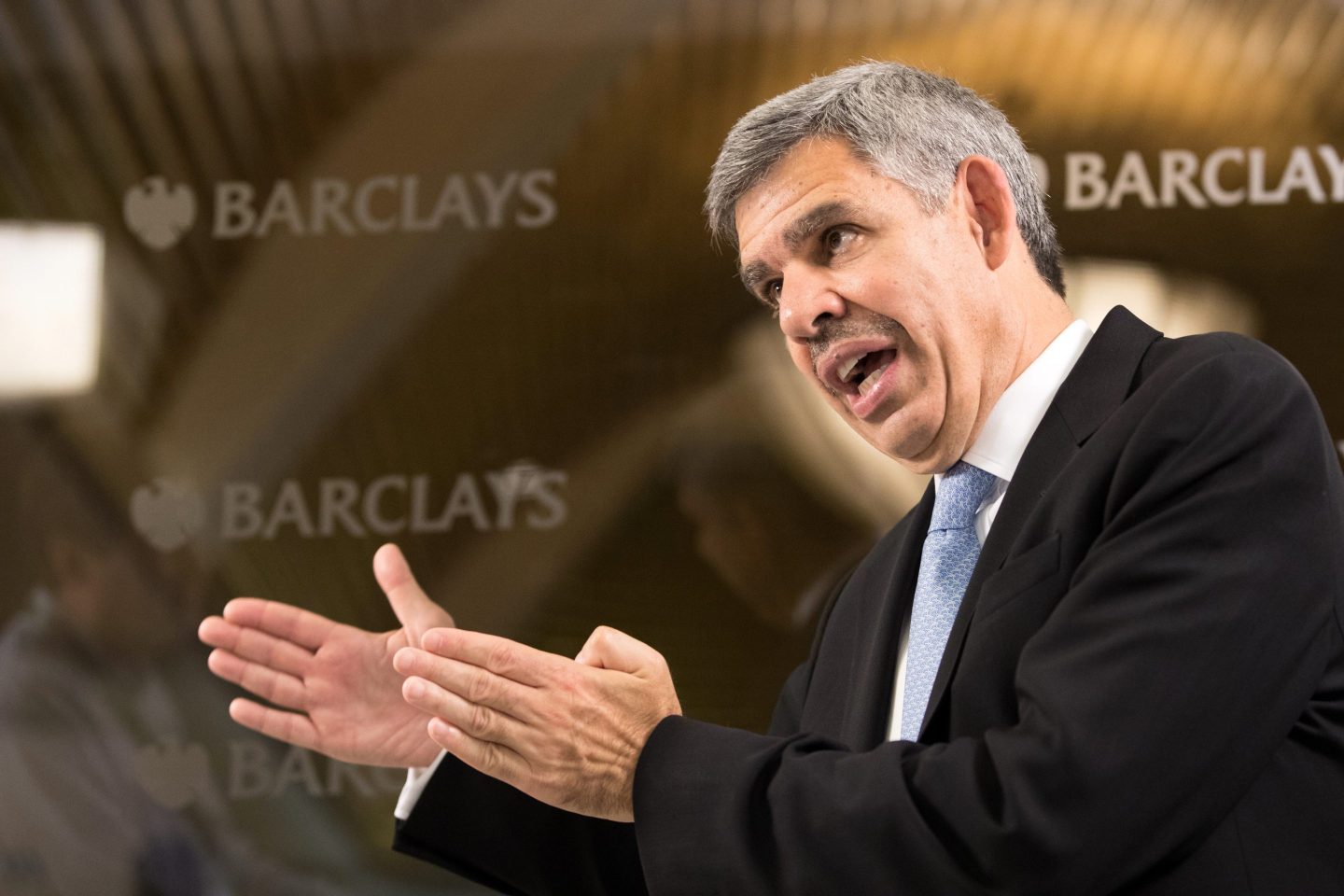 Mohamed El-Erian, former chief executive officer of Pacific Investment Management Co. (PIMCO), speaks during an interview at the Barclays Asia Forum in Singapore, on Thursday, Oct. 20, 2016.