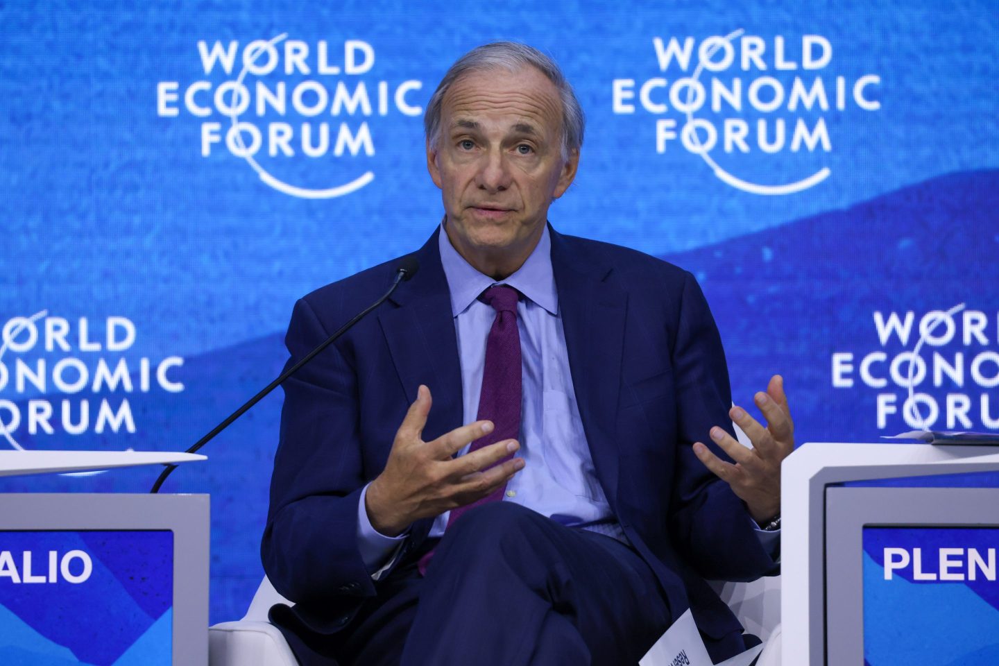 Ray Dalio, founder of Bridgewater Associates LP, speaks during a panel session on day three of the World Economic Forum (WEF) in Davos, Switzerland, on Wednesday, May 25, 2022.
