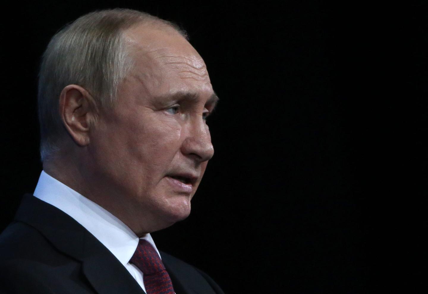 Russian President Vladimir Putin speaks on September 20 in Moscow.