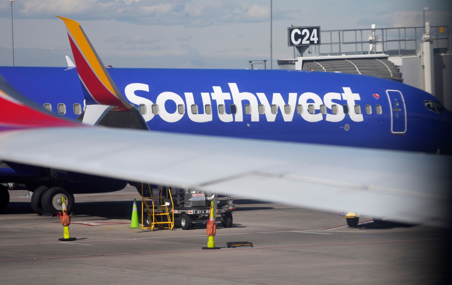 A Southwest Airlines pilot is suing the company, her union and a former colleague who pleaded guilty last year to stripping naked in front of her during a flight, Oct. 5, 2022.