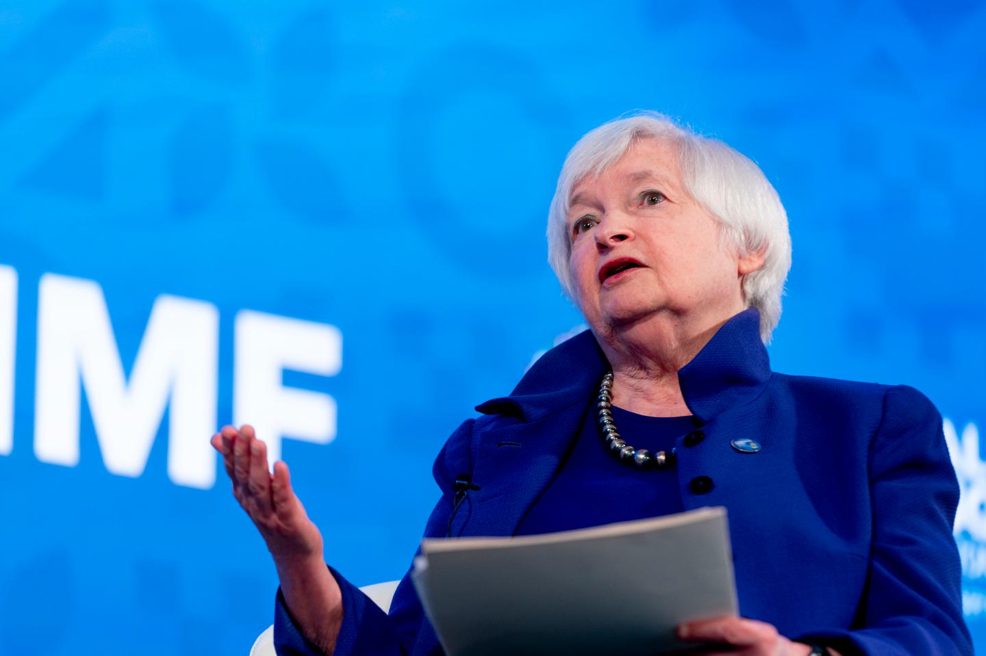 Treasury Secretary Janet Yellen speaks during the 2022 annual meeting of the IMF and the World Bank Group in Washington, Oct. 12, 2022.