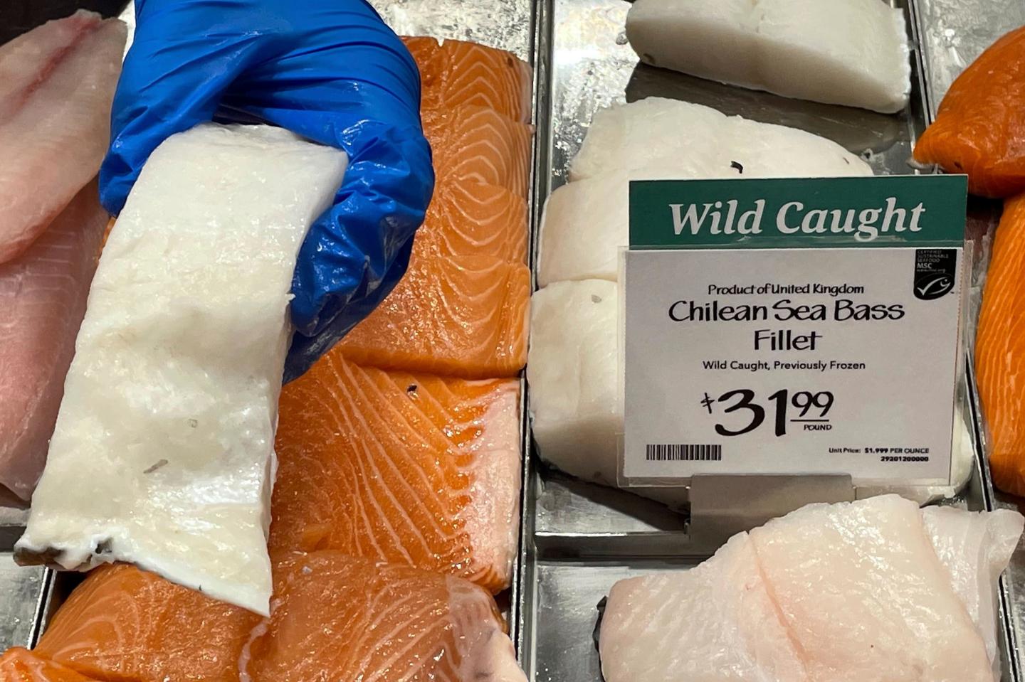 Chilean Sea Bass in a grocery store