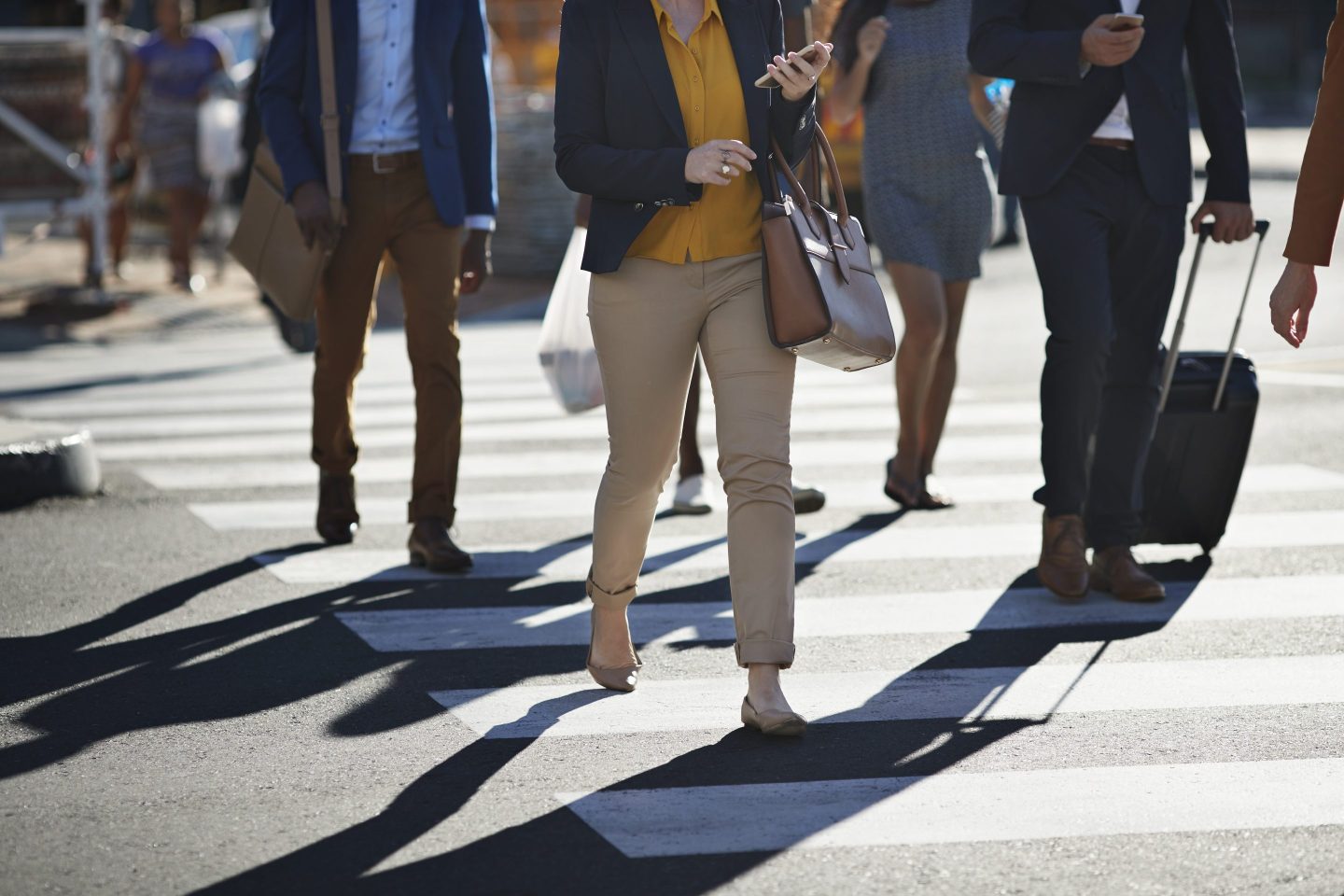 Commuters walking in city