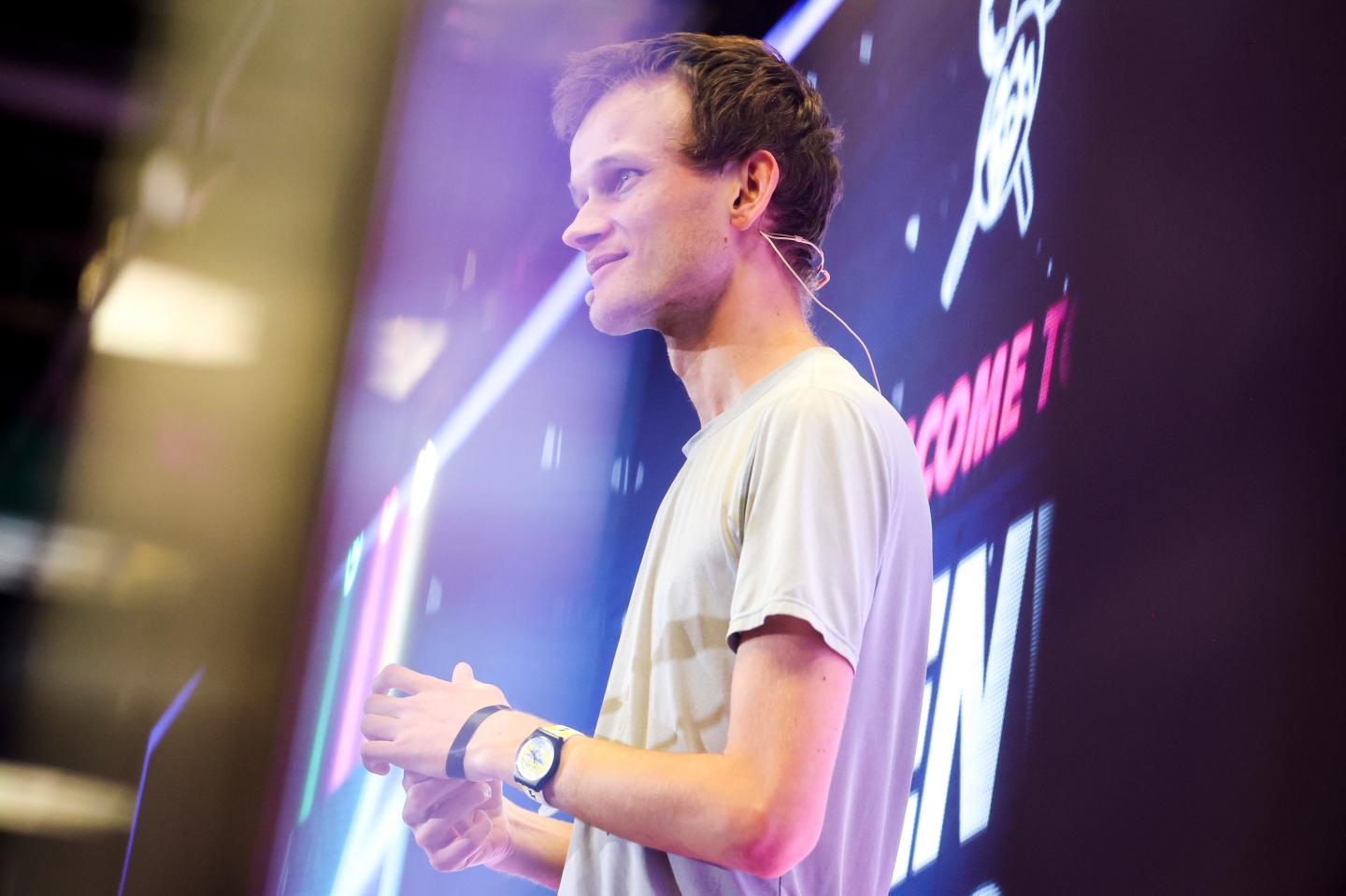 Ethereum cofounder Vitalik Buterin at ETHDenver in February 2022.