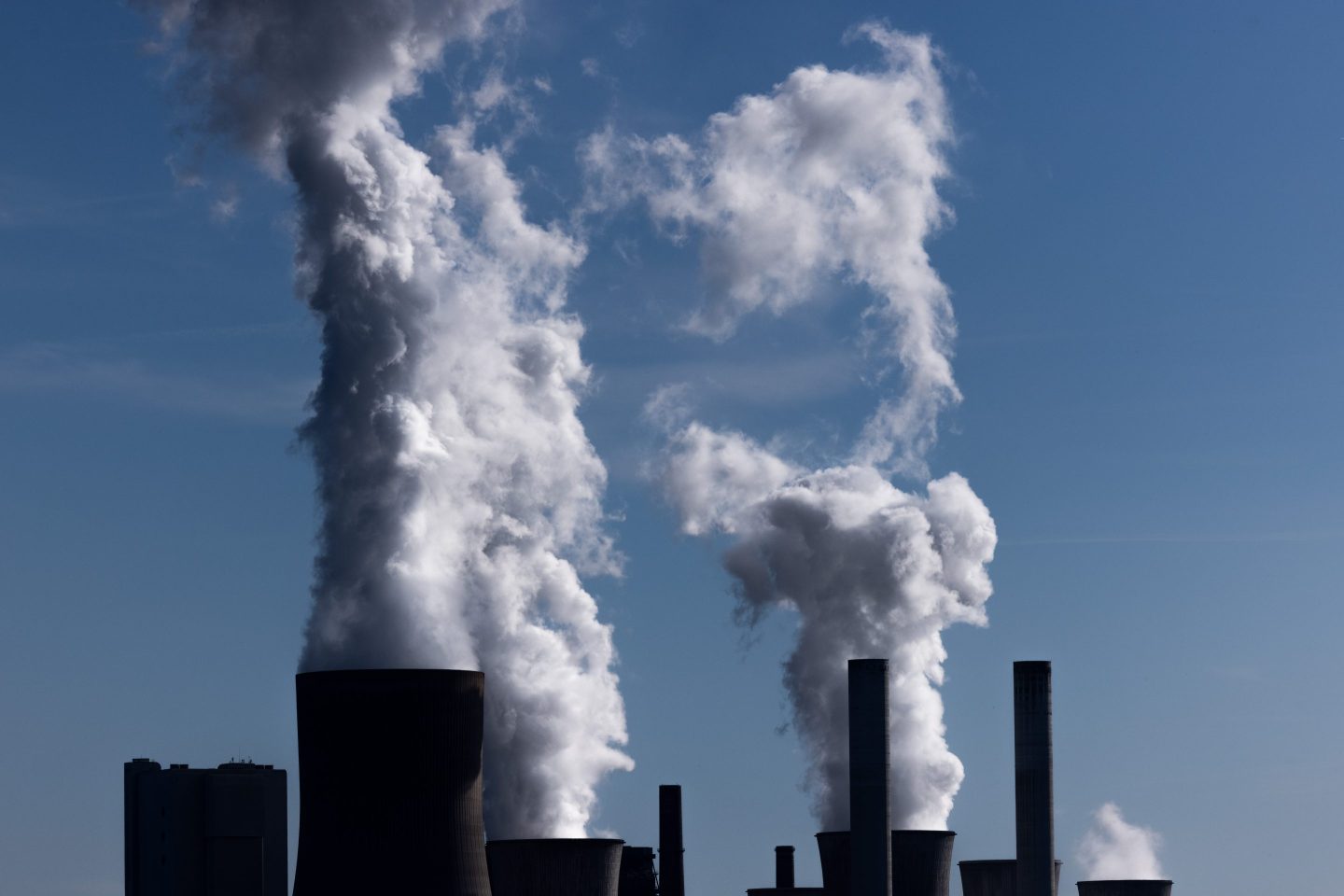 Shot of steam rising from German power plants