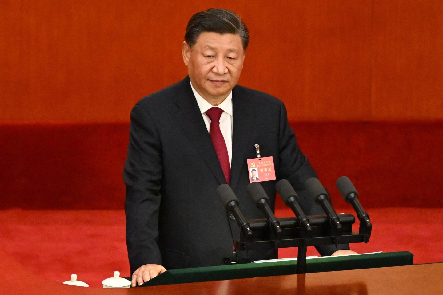 China's President Xi Jinping delivers his big speech on Oct. 16, 2022.