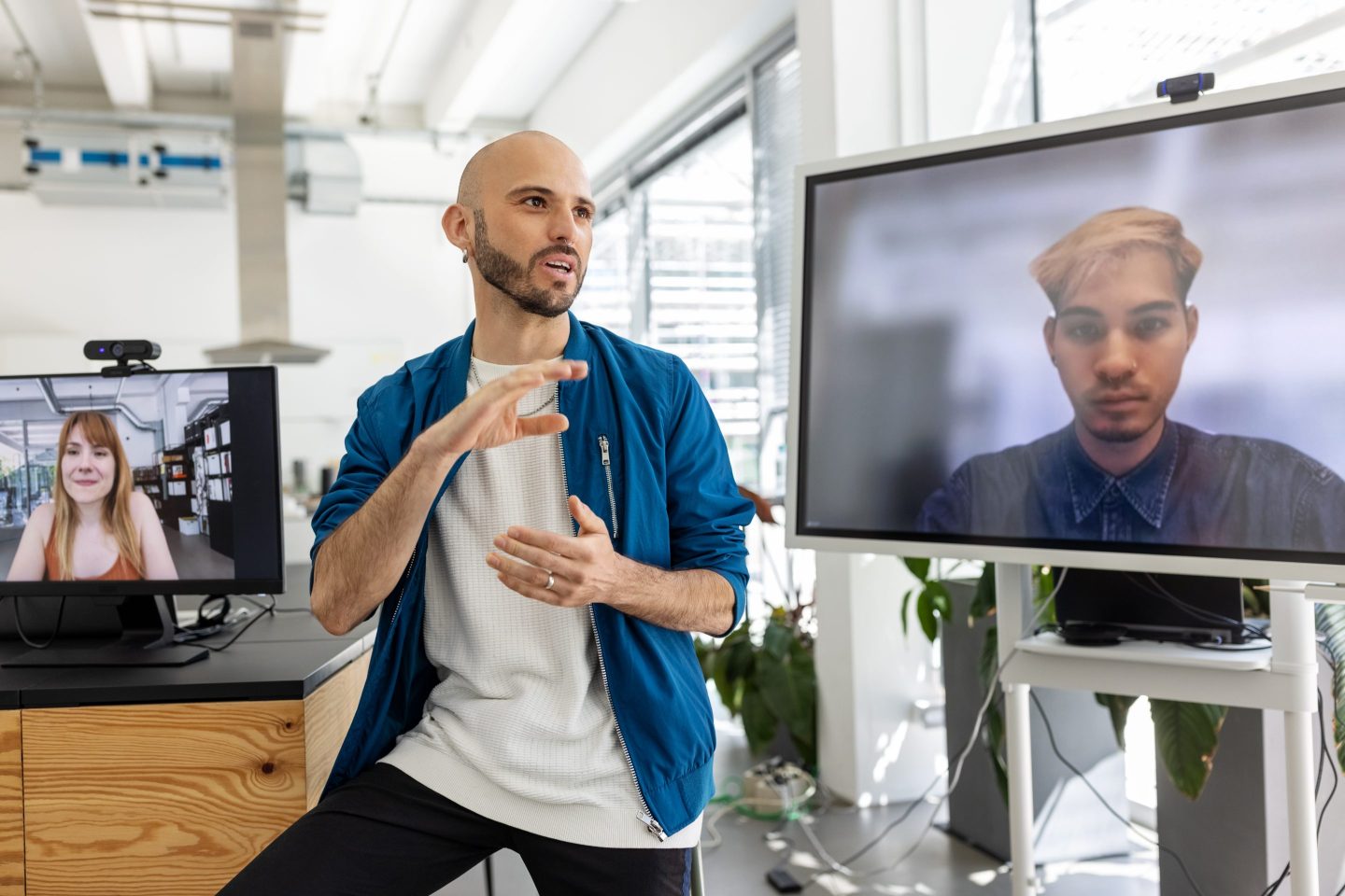 office worker having a Zoom meeting