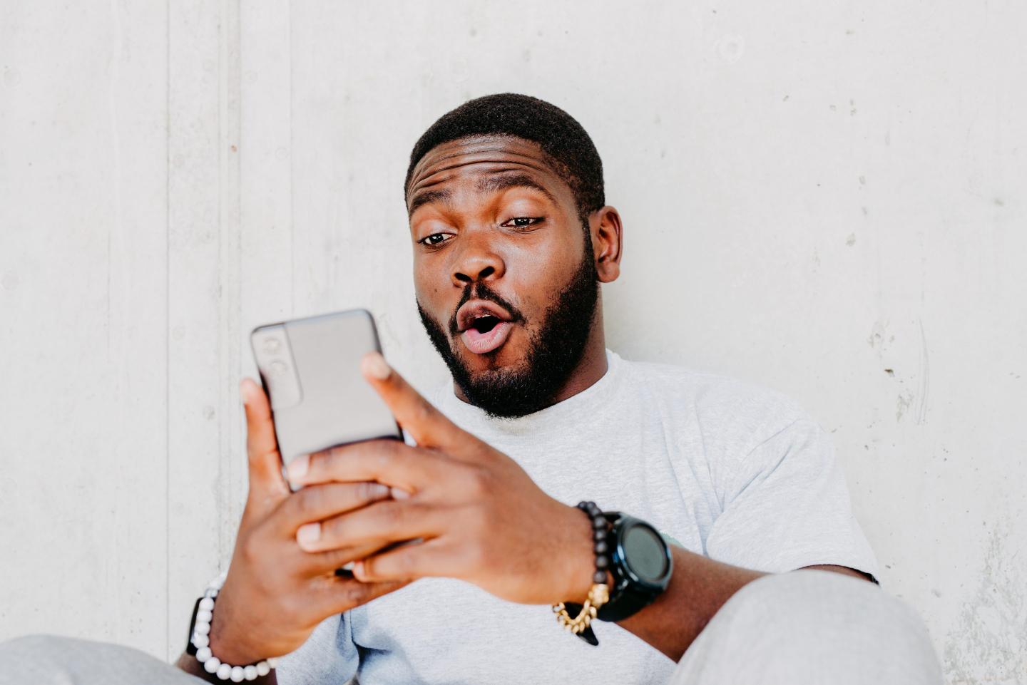 man using social media