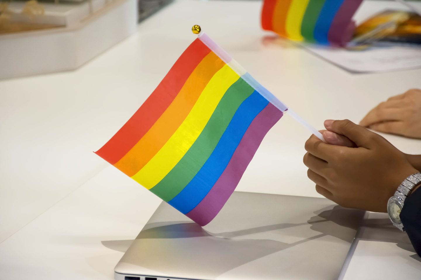 Photograph of a rainbow flag