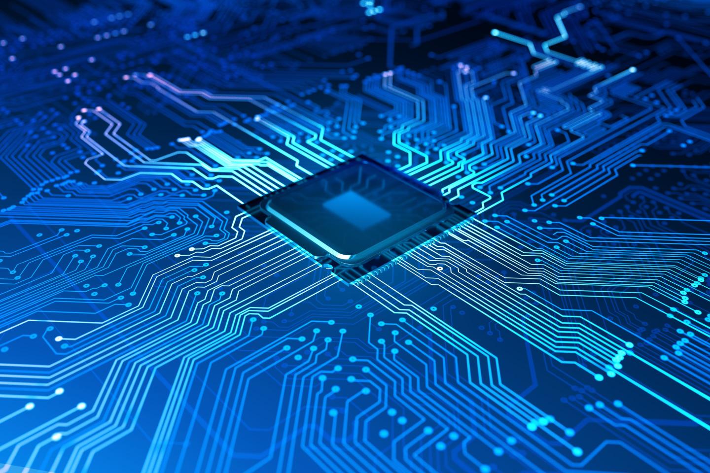 A semiconductor surrounded by a circuit board