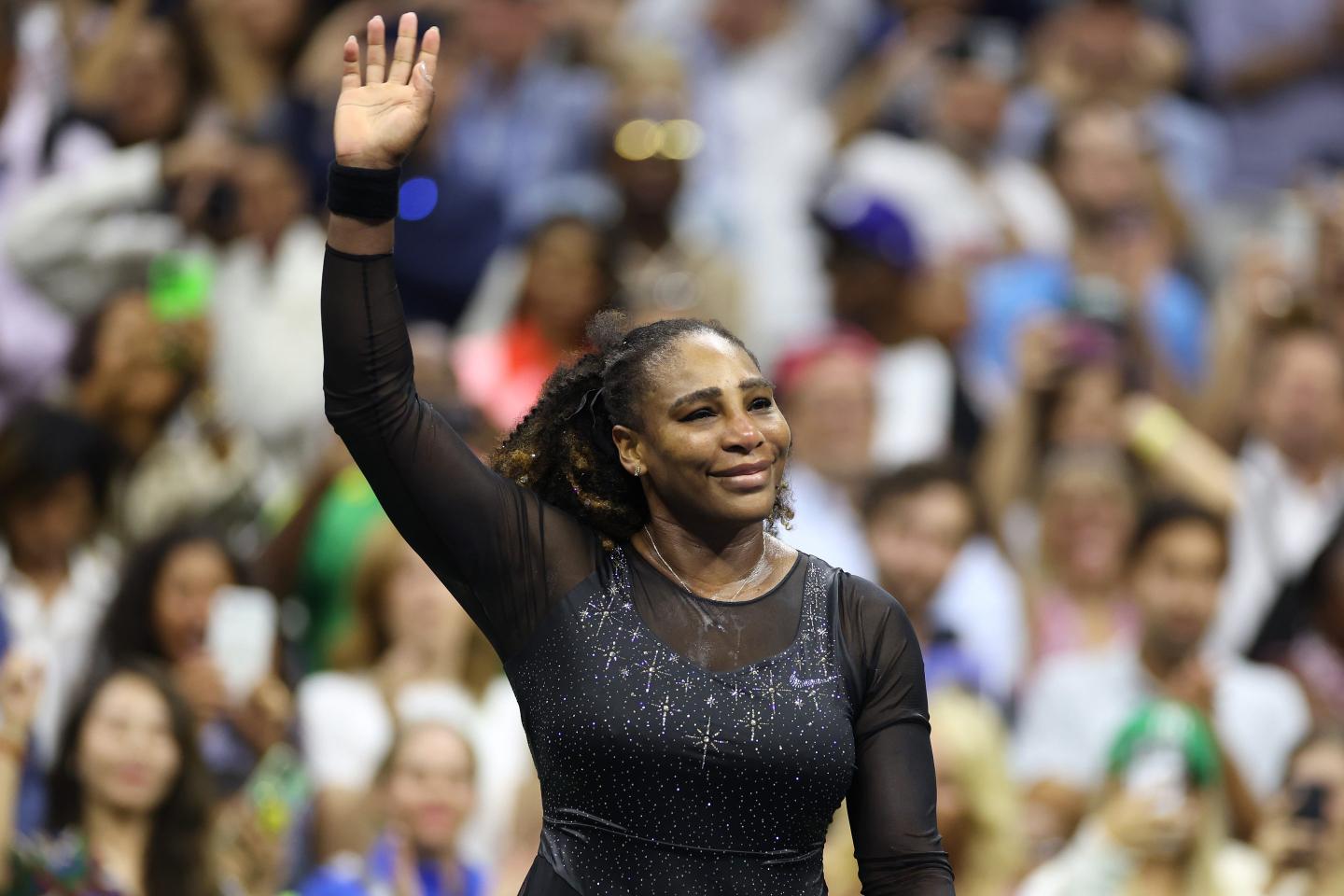 Serena Williams thanks the fans after her last tennis match on Sep. 2.