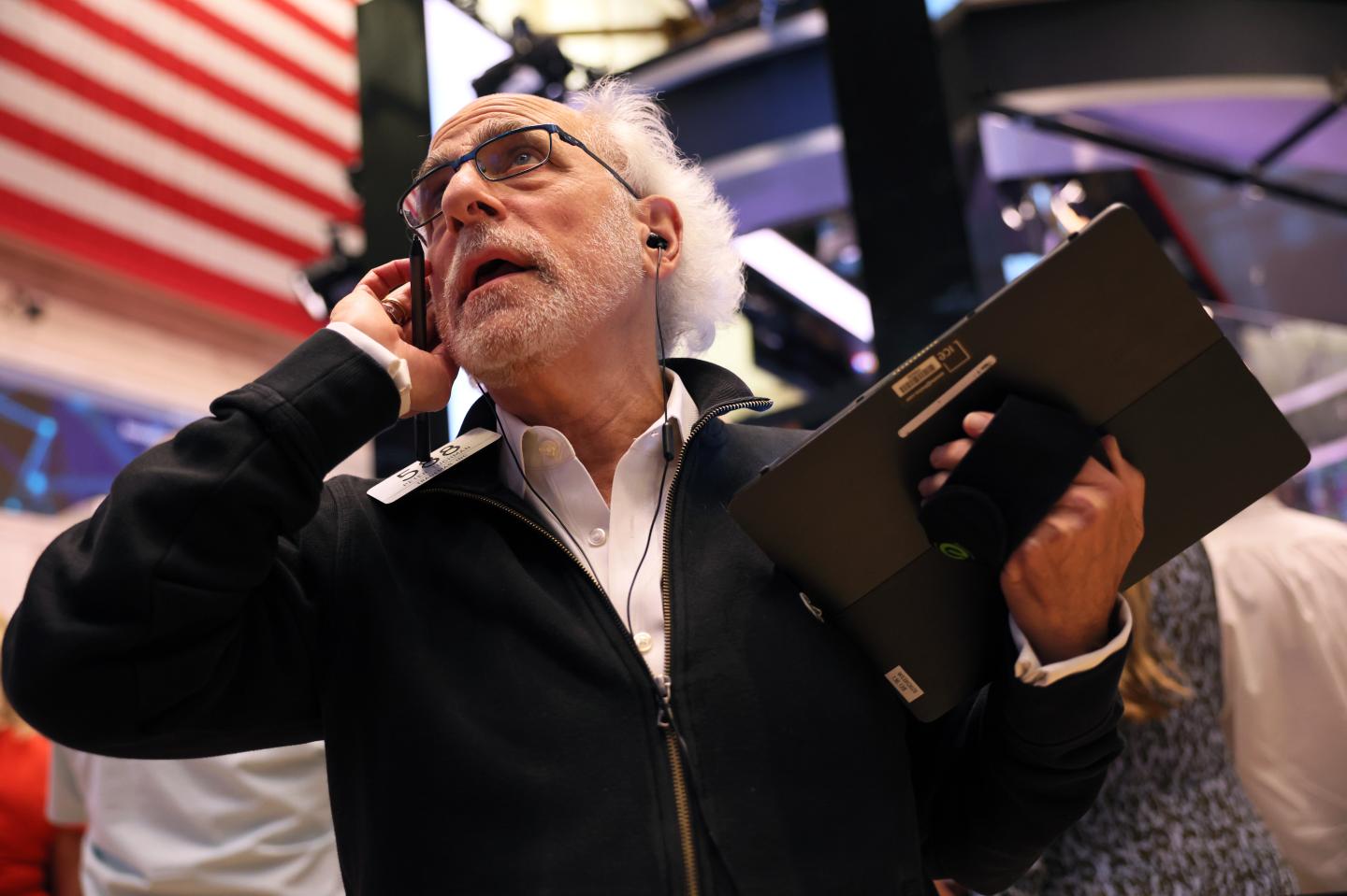 A trader on the floor of the New York Stock Exchange.