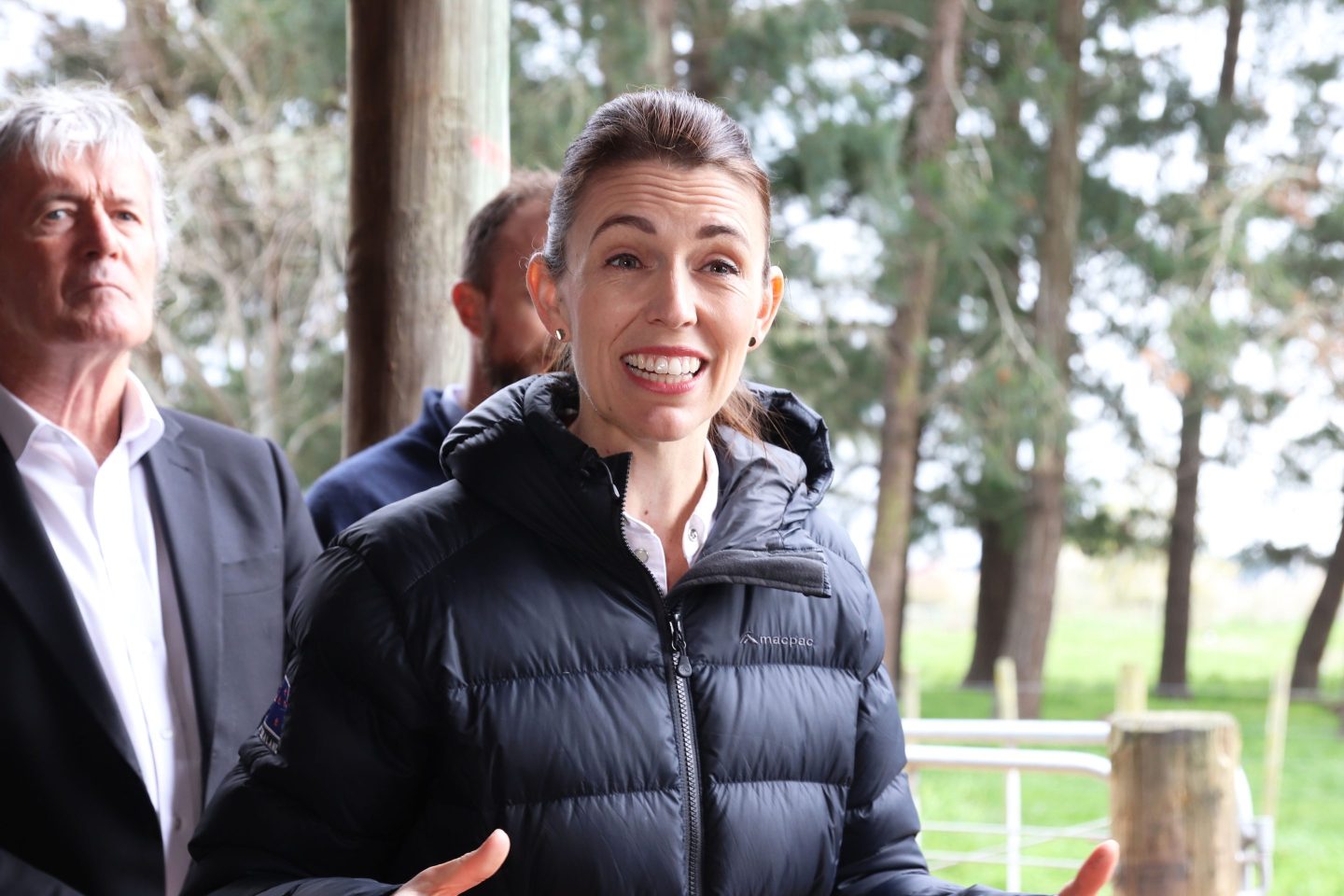 New Zealand Prime Minister Jacinda Ardern talks to reporters