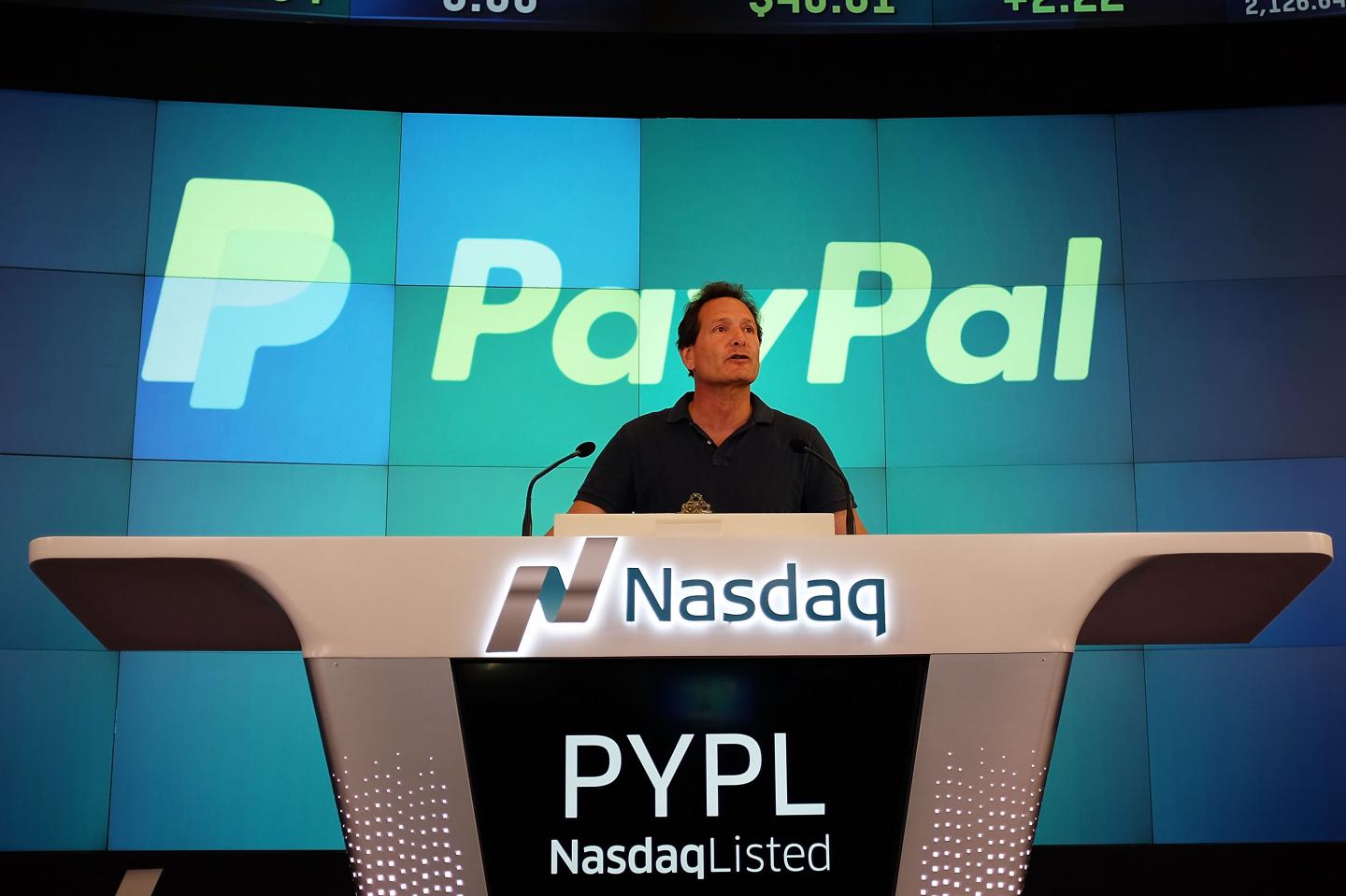 PayPal President and CEO Dan Schulman speaks before ringing the bell at Nasdaq this morning on July 20, 2015 in New York City. PayPal Holdings Inc. became an independent publicly-traded company on the exchange today with the ticker symbol PYPL.