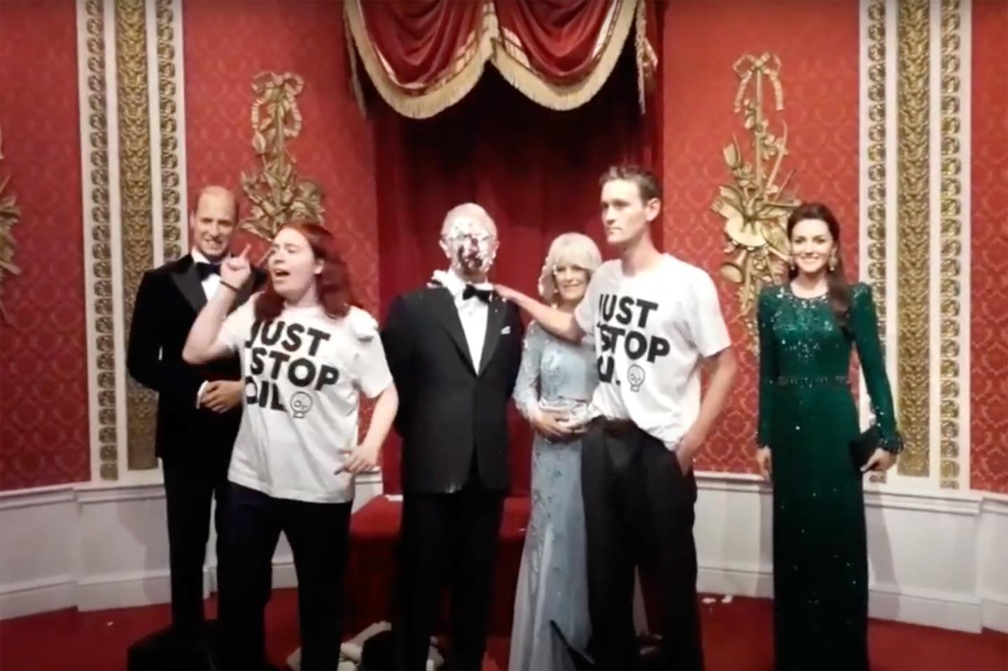 Activists just threw chocolate cake on a wax figure of King Charles to protest climate change