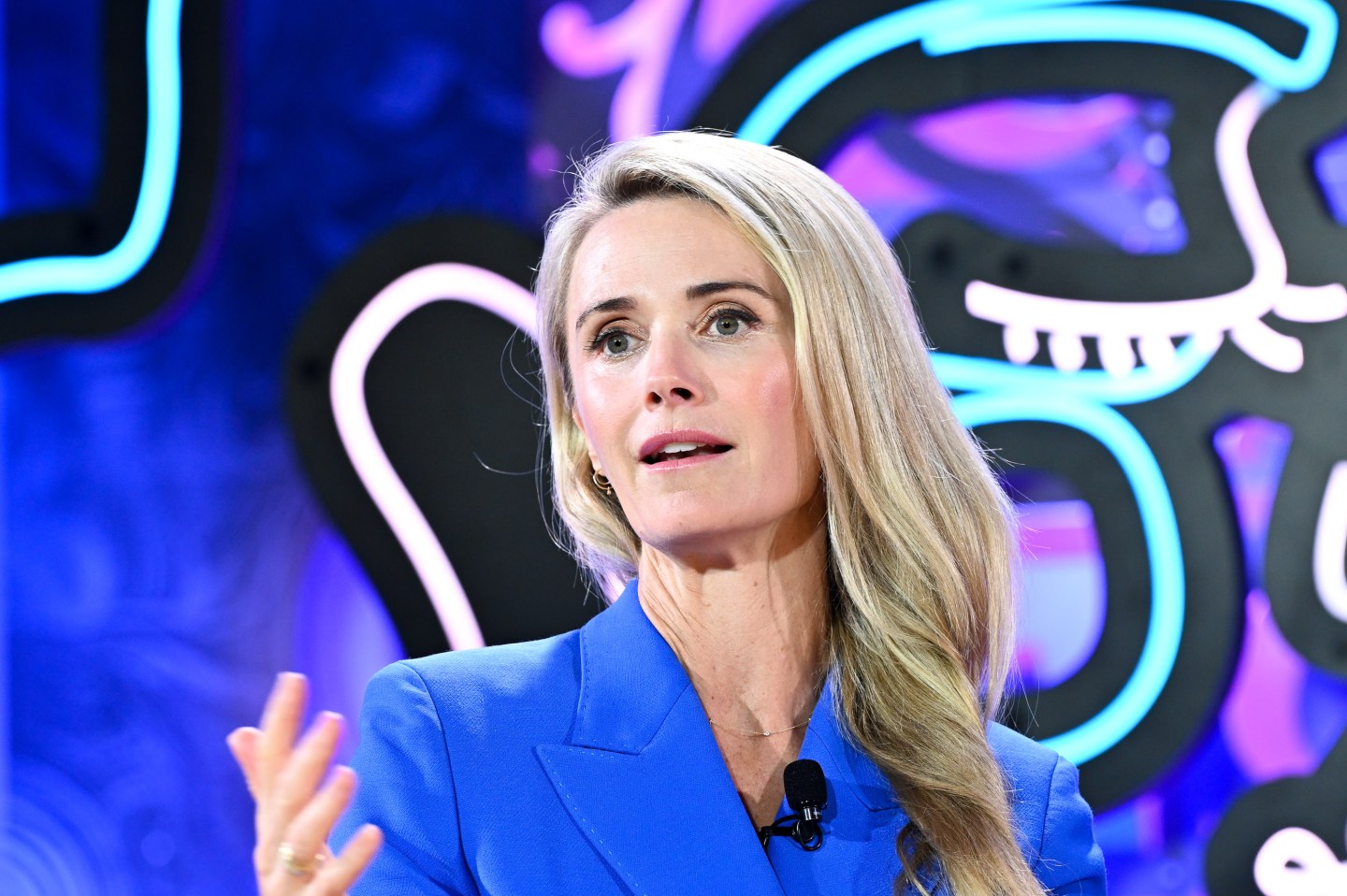 Jennifer Siebel Newsom, first partner of California, speaks during Coins2Day’s Most Powerful Women Summit on Oct. 12, 2022,
in Laguna Niguel, Calif.