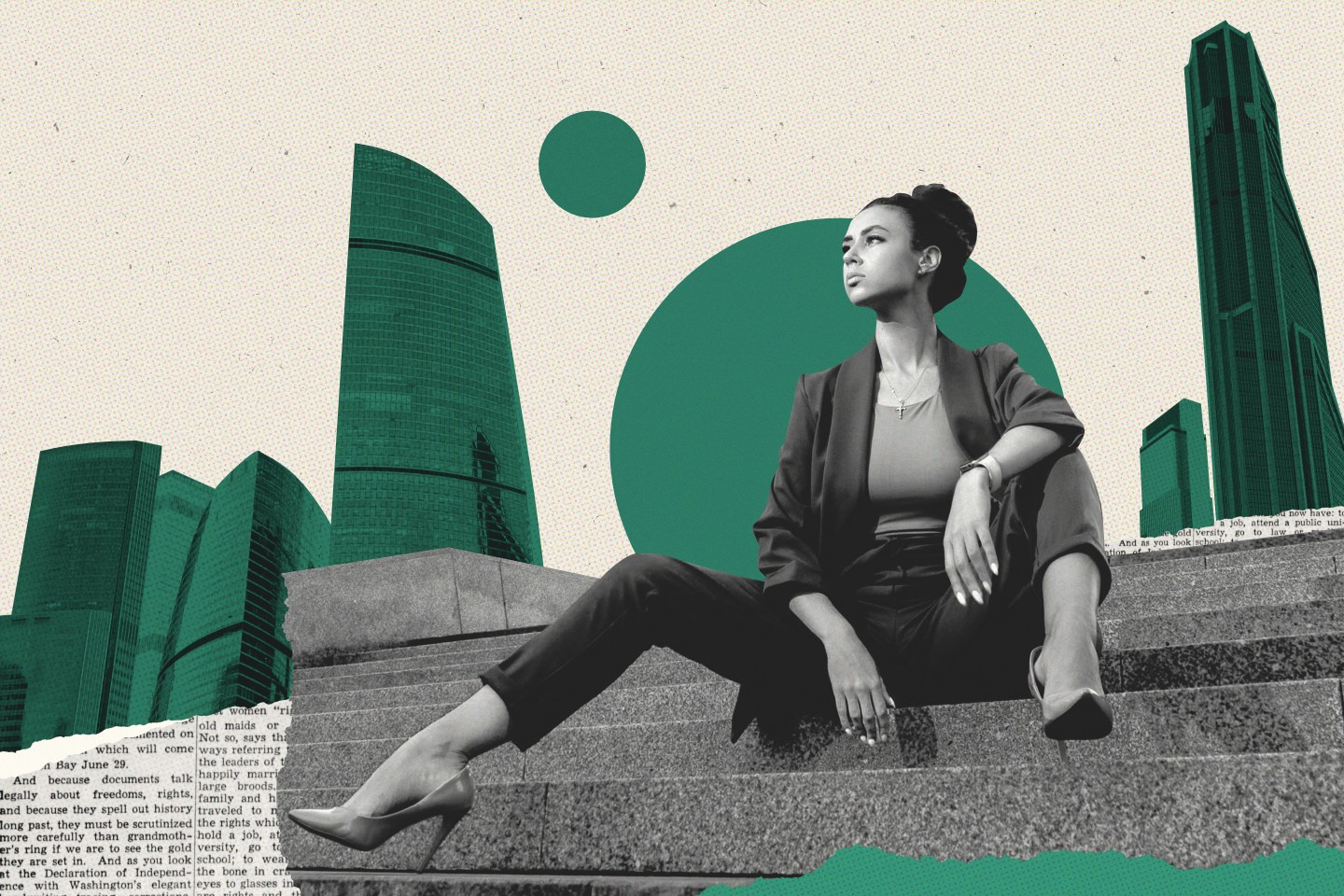 Photo of a woman sitting on stairs