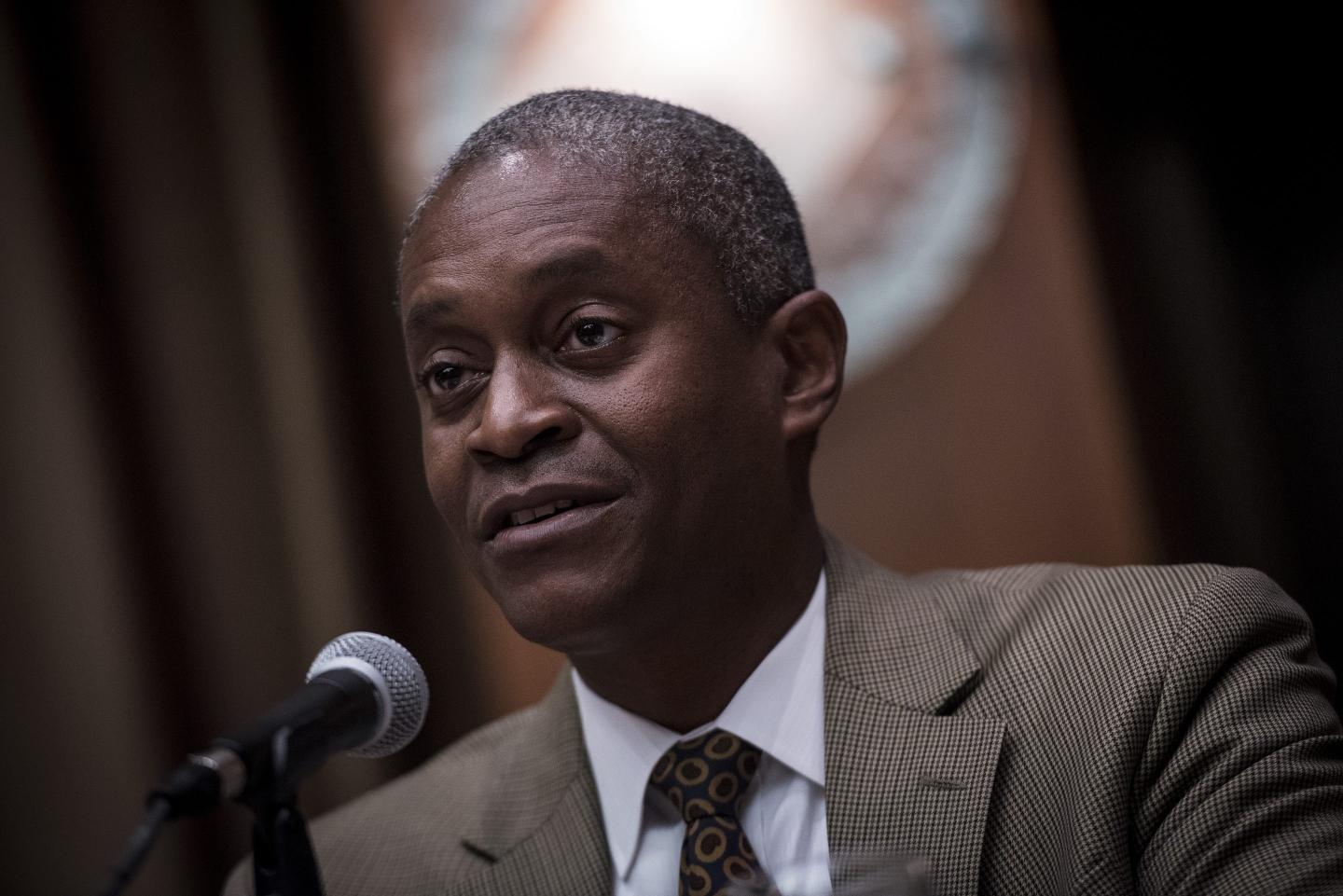 Raphael Bostic, president and chief executive officer of the Federal Reserve Bank of Atlanta, speaks during a panel discussion at the Association for Public Policy Analysis &amp; Management (APPAM) Fall Research conference in Chicago, Illinois, U.S., on Thursday, Nov. 2, 2017.