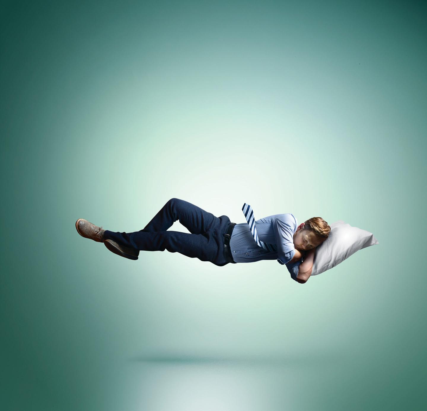 Employee sleeping in mid-air.