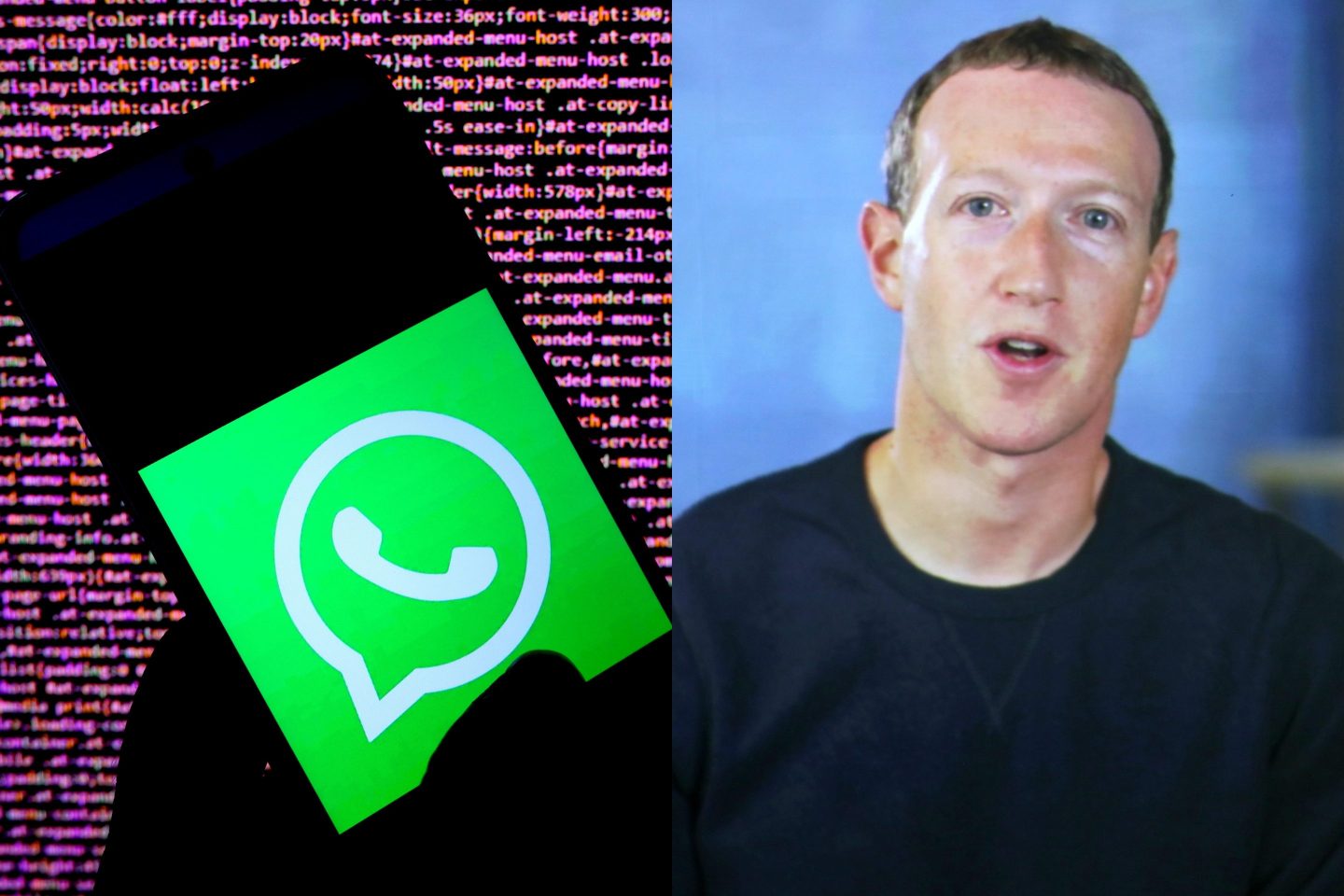 Mark Zuckerberg and WhatsApp logo