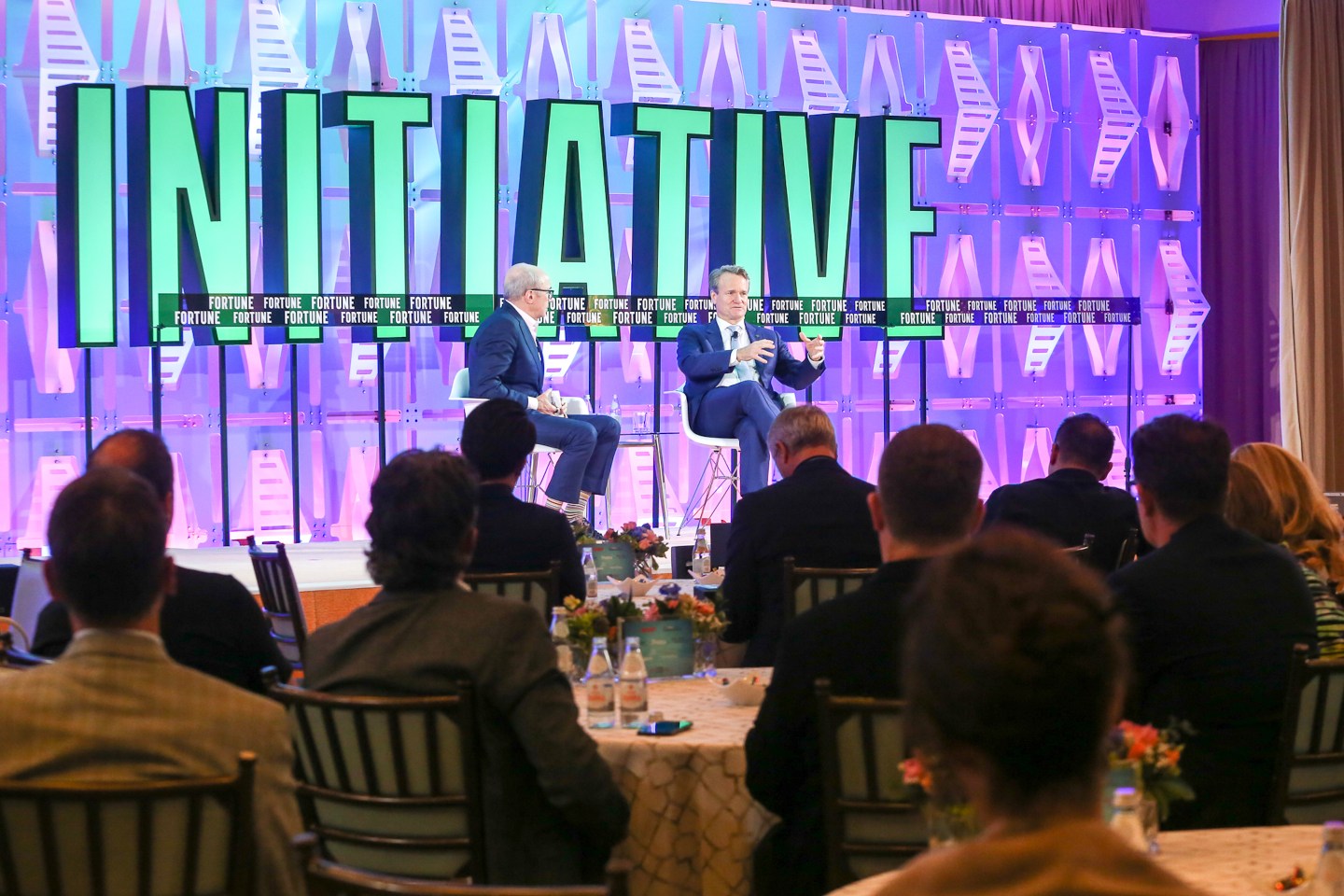 Coins2Day Media CEO Alan Murray and Bank of America CEO Brian Moynihan host a town hall at the Coins2Day CEO Initiative conference on Nov. 2, 2022, in Palm Beach.