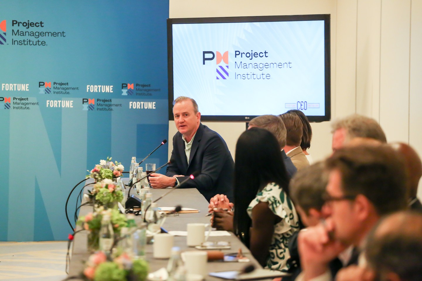 Joe Cahill, chief customer officer for the Project Management Institute, speaks at Fortune's CEO Initiative summit in Palm Beach, Fla. on November 2, 2022.