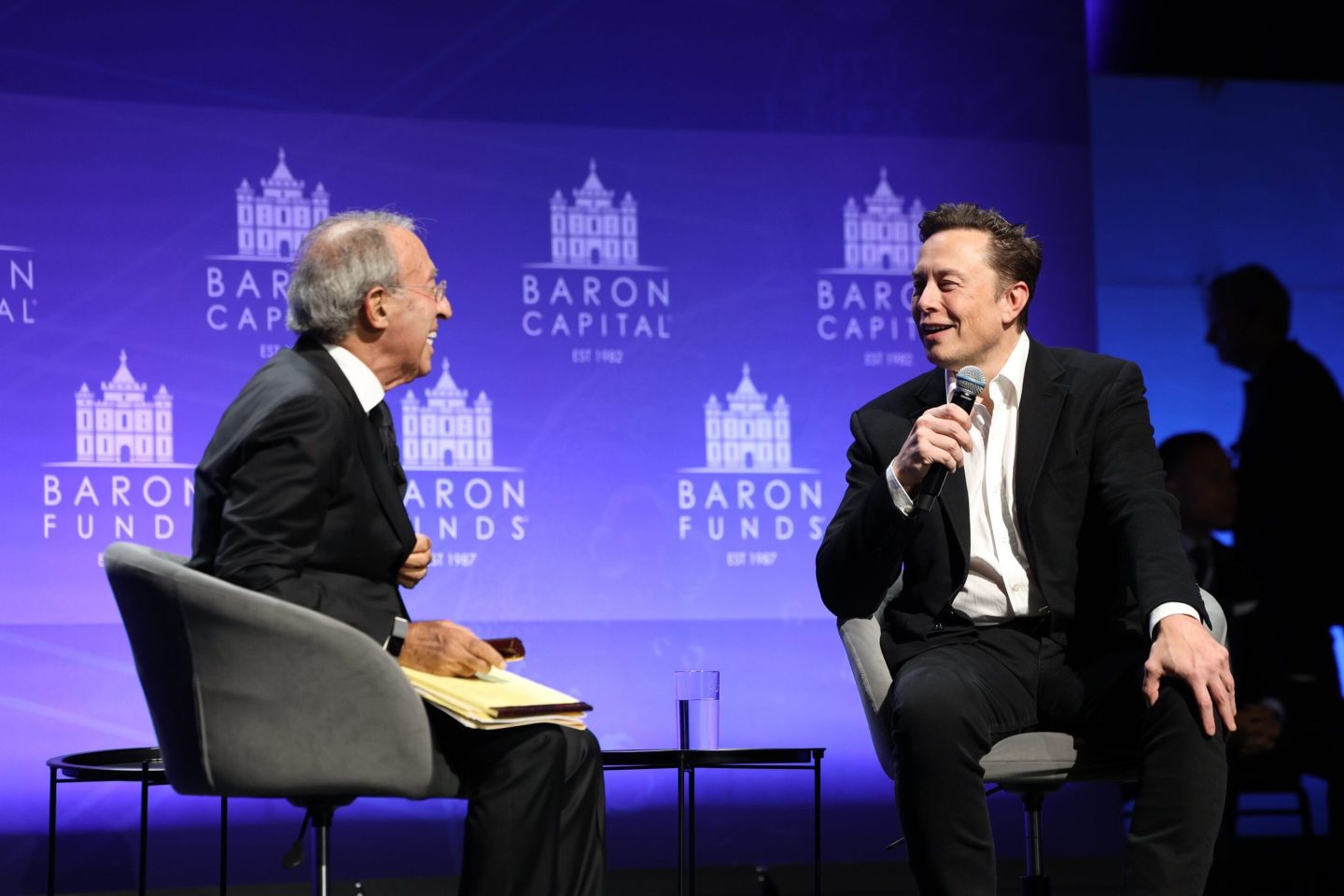 Elon Musk speaks at an investment conference in New York on Friday.