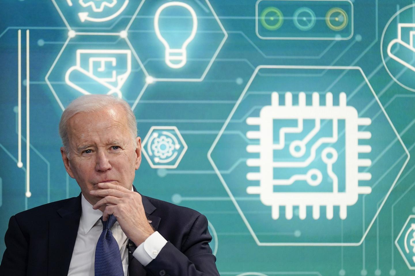 President Joe Biden attends an event to support legislation that would encourage domestic manufacturing and strengthen supply chains for computer chips on March 9 at the White House. 