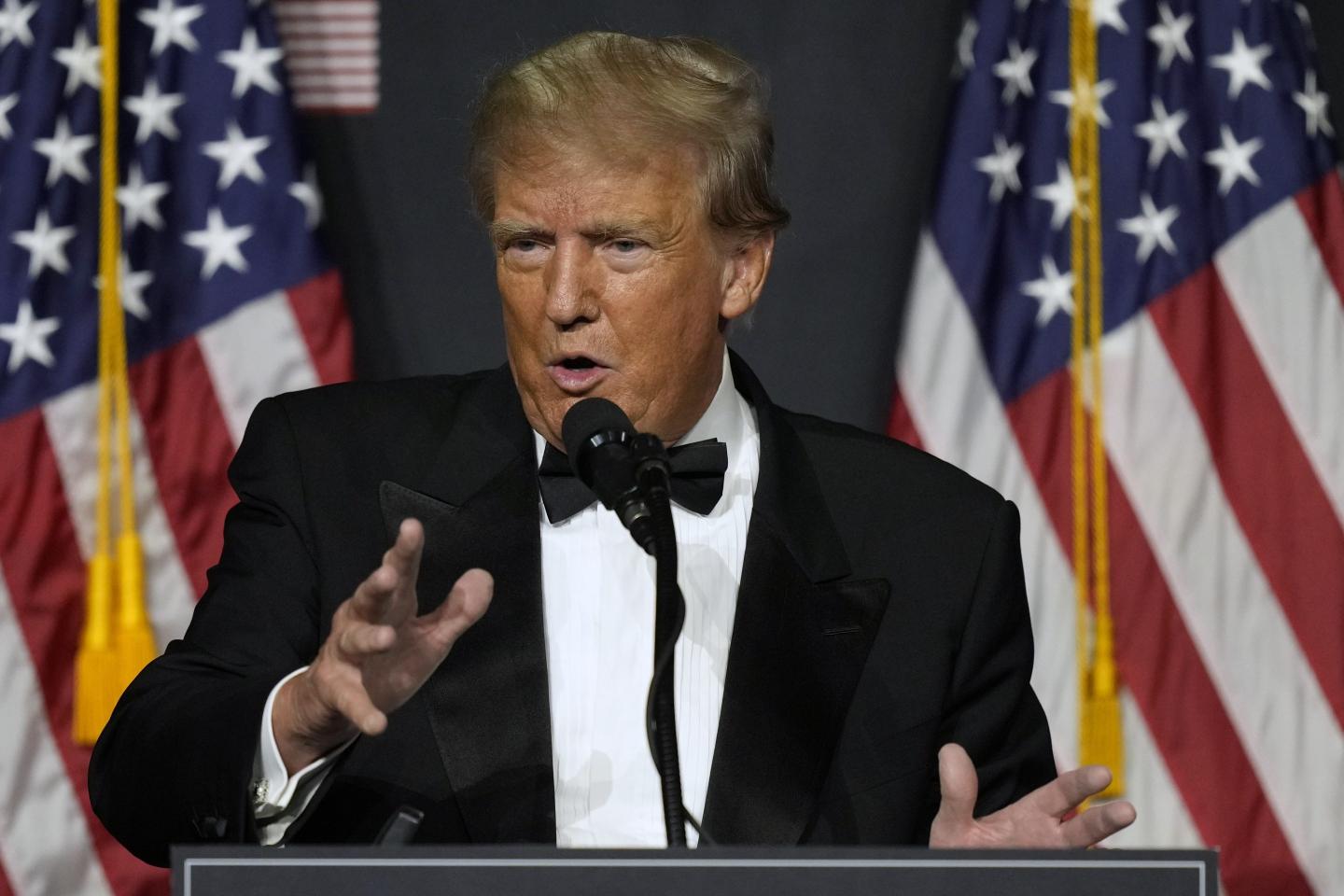 Former President Donald Trump speaks at Mar-a-Lago Friday, Nov. 18, 2022 in Palm Beach, Fla.