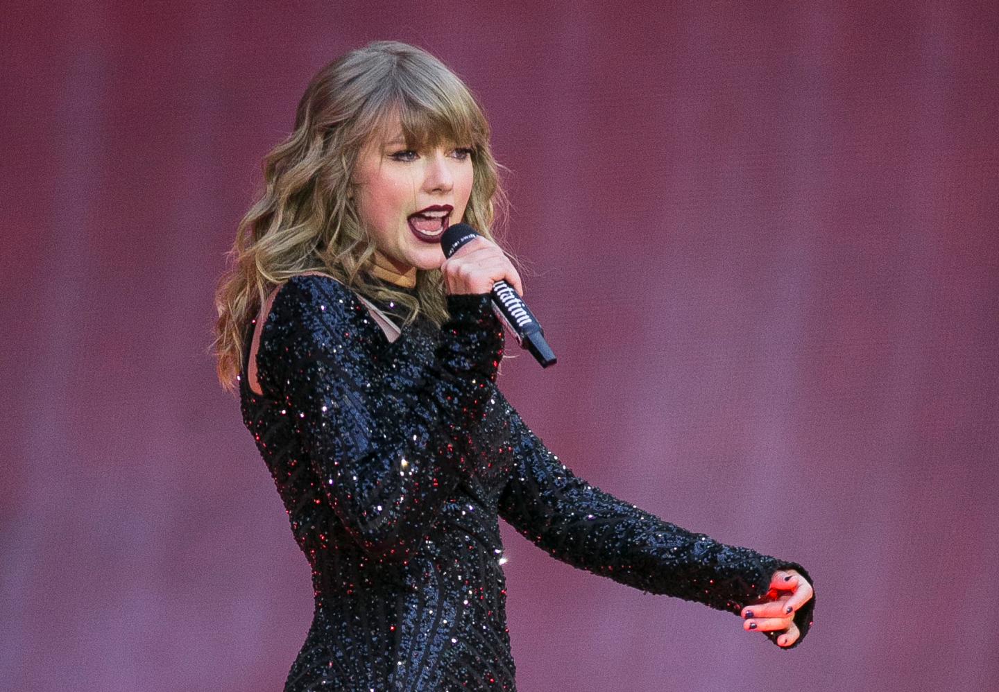 Taylor Swift performs on stage in a concert at Wembley Stadium on June 22, 2018, in London.