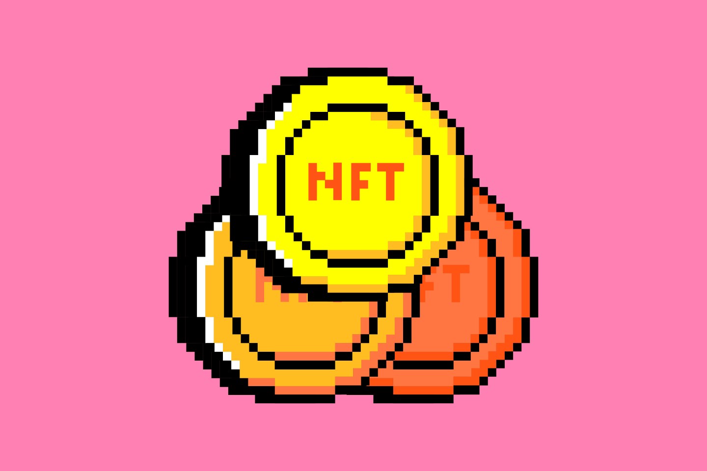 NFT tokens on pink background. Illustration by Fortune