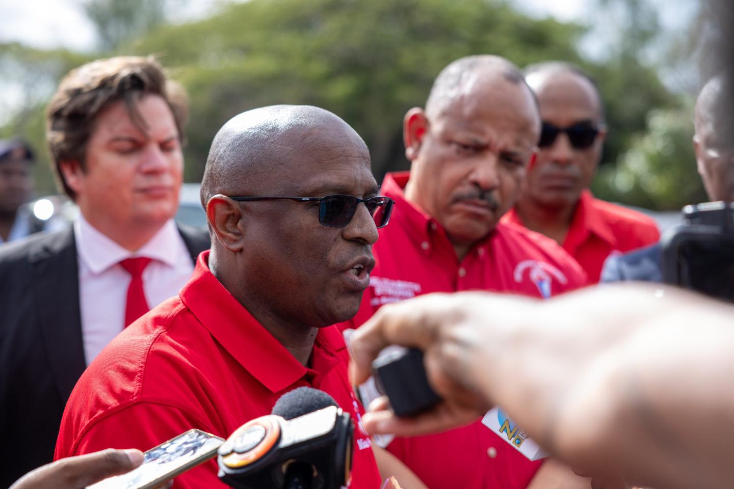 Bahamian Opposition Leader Michael Pintard at a press conference.