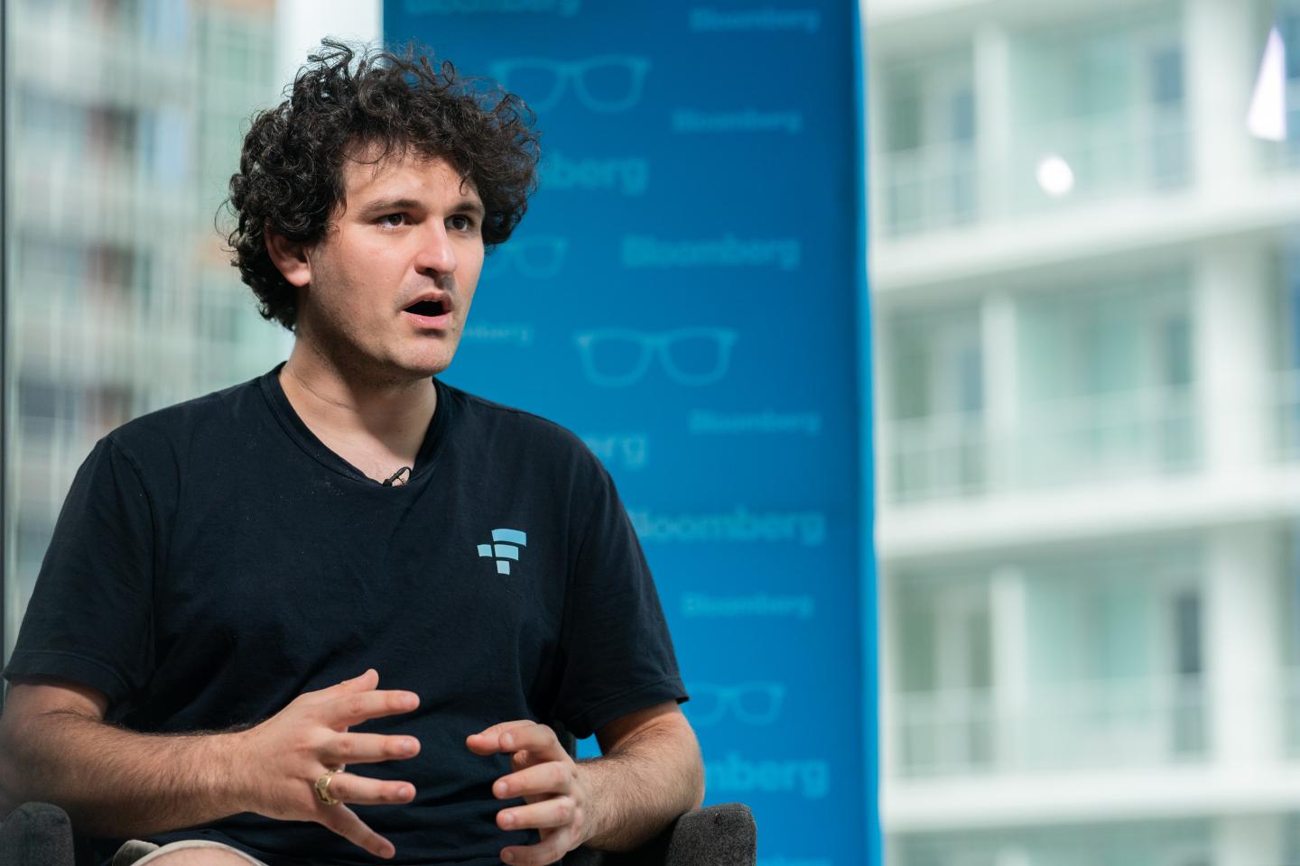 Sam Bankman-Fried speaking during an interview with Bloomberg