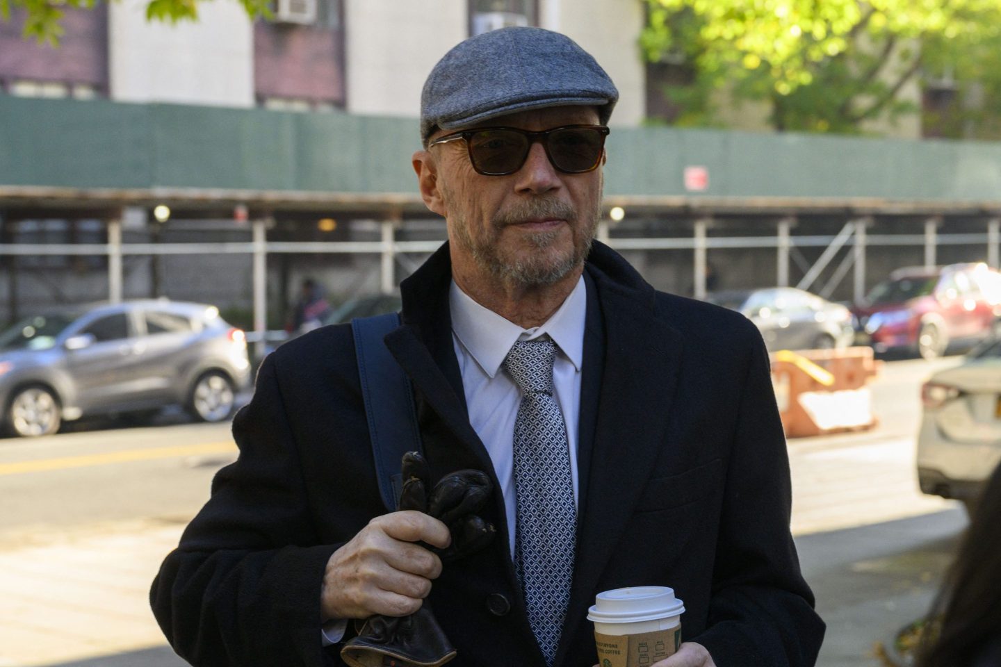 Paul Haggis arrives at New York Supreme Court for his trial.
