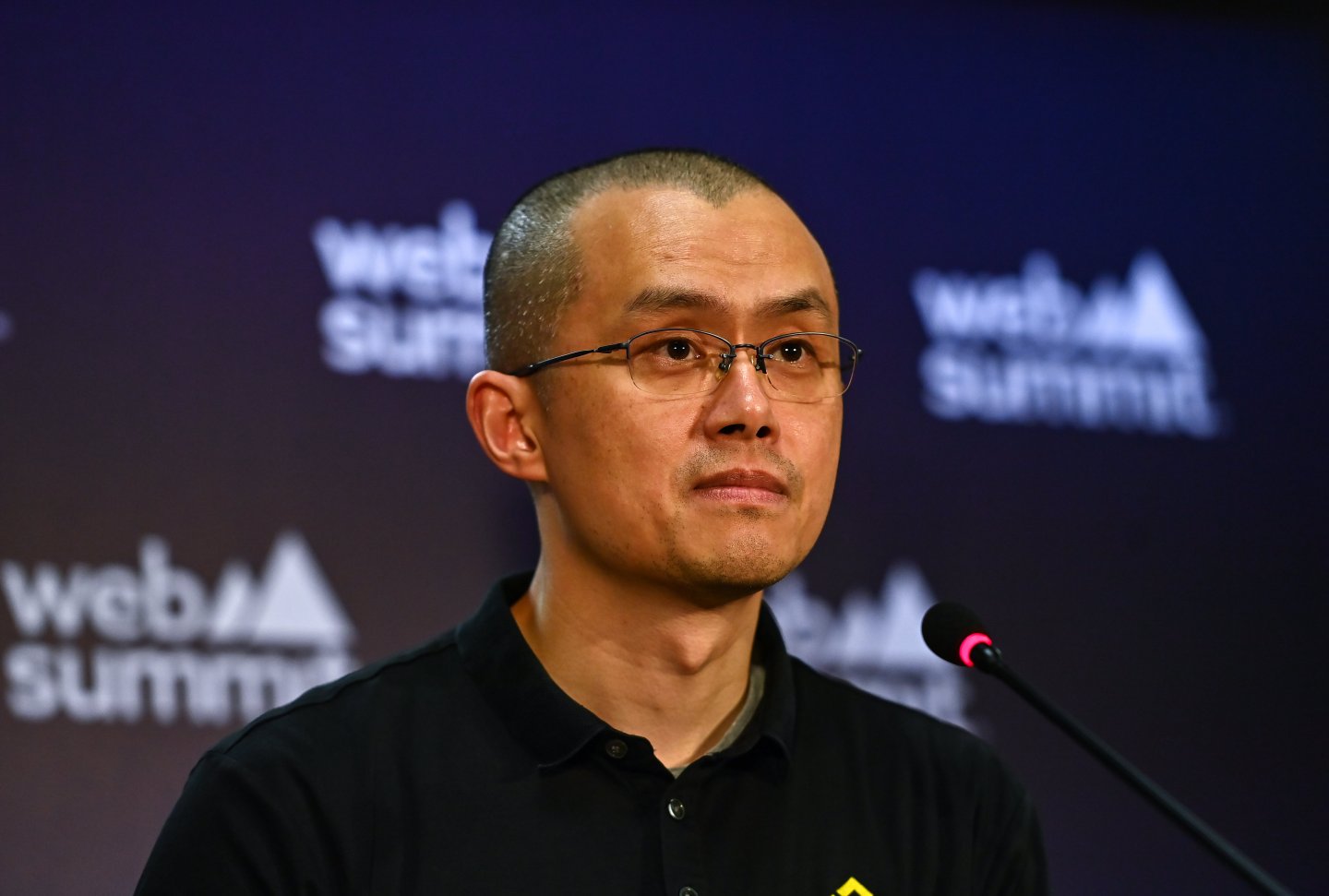 Shot of Binance CEO Changpeng Zhao onstage at the 2022 Web Summit in Lisbon