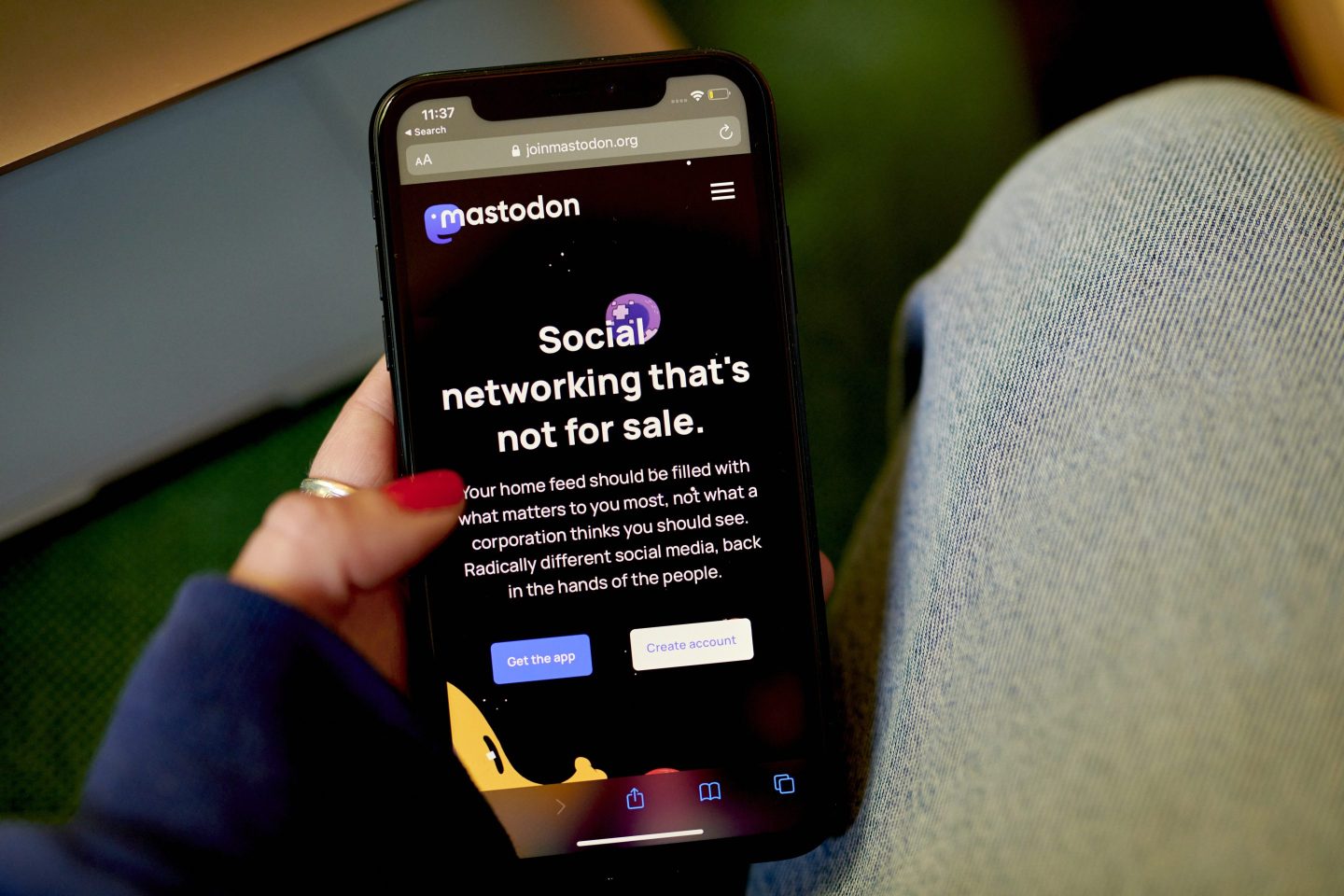 The Mastodon website on a smartphone